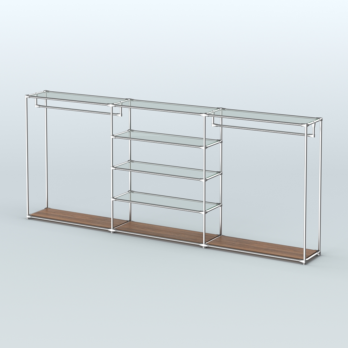 Островная торговая система ХРОМ 3600 мм с поручнями №9 Орех