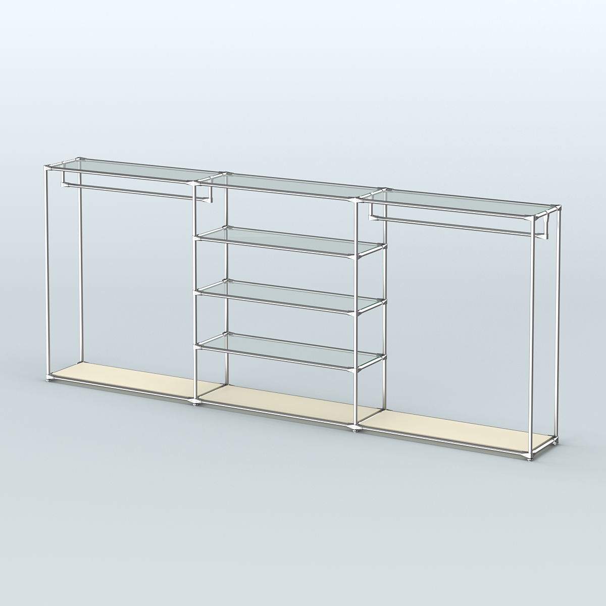 Островная торговая система ХРОМ 3600 мм с поручнями №9 Крем Вайс