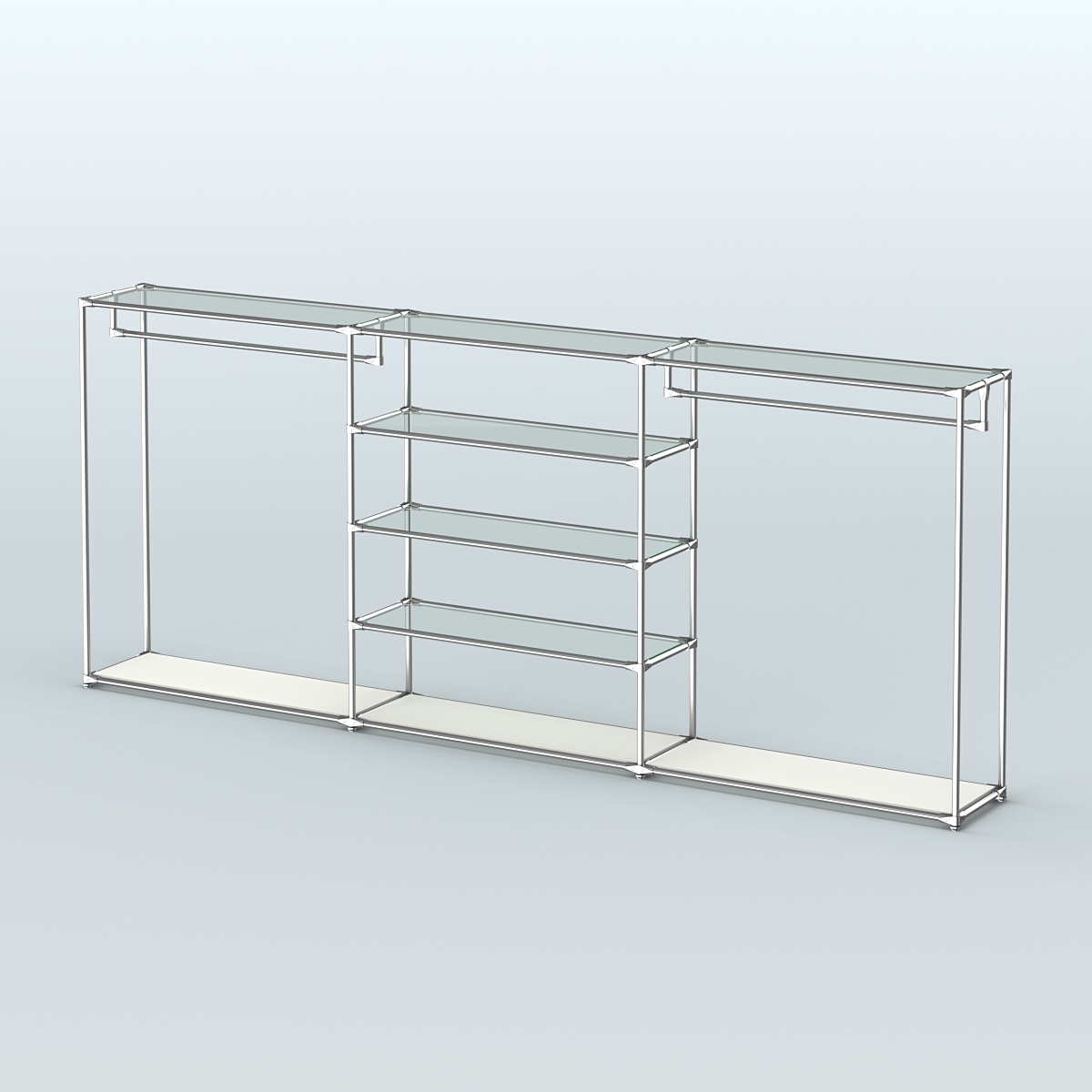 Островная торговая система ХРОМ 3600 мм с поручнями №9 Белый