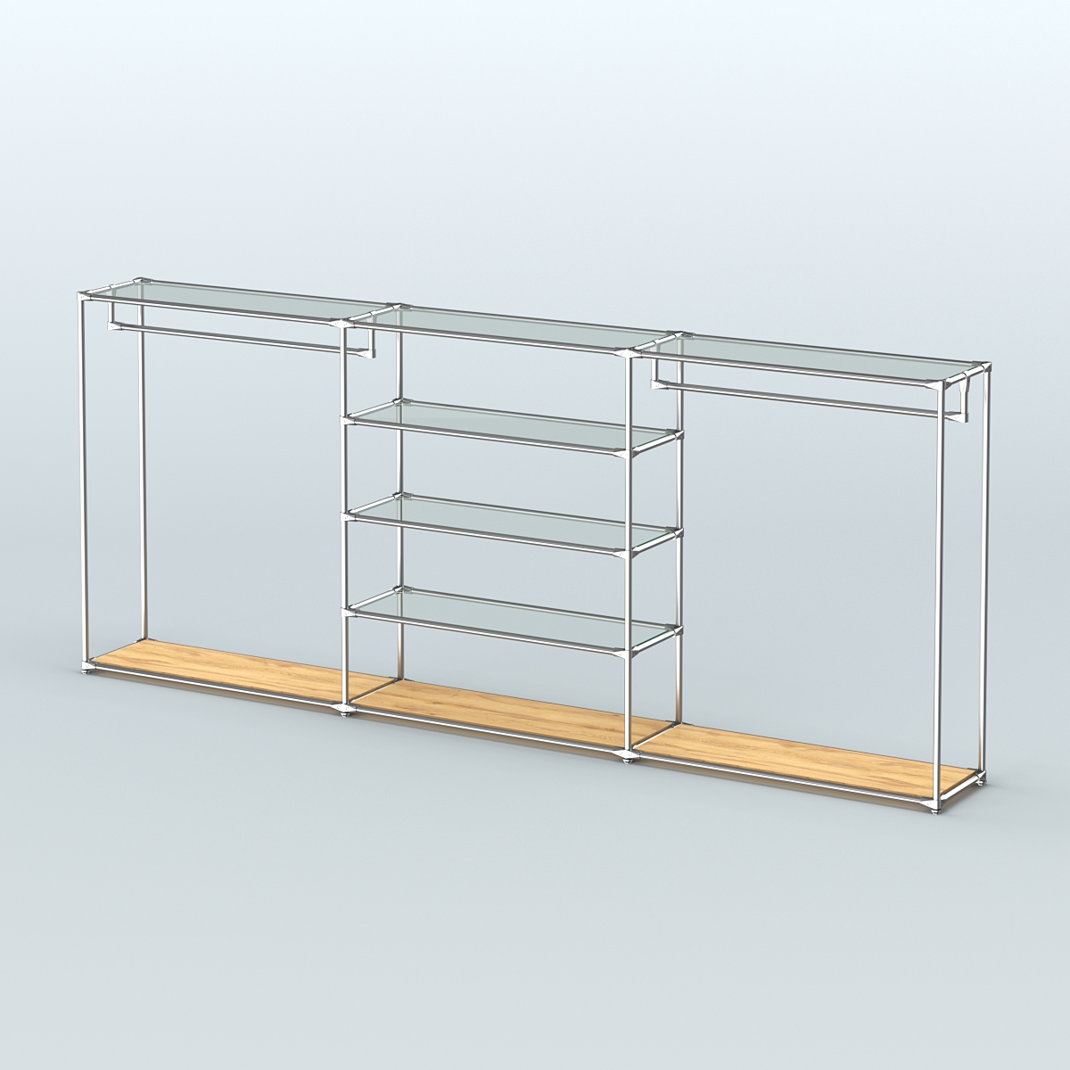 Островная торговая система ХРОМ 3600 мм с поручнями №9 Дуб Золотистый