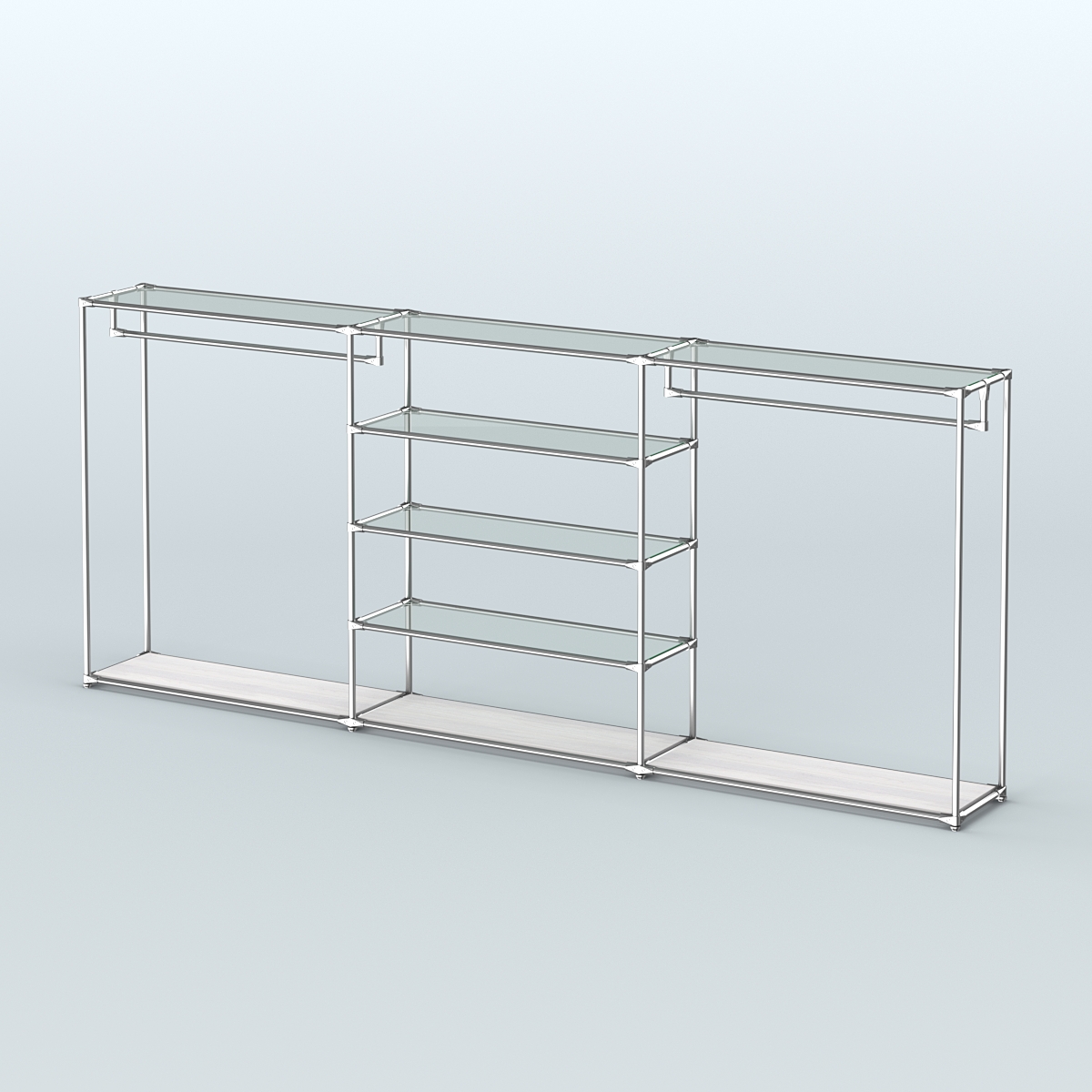 Островная торговая система ХРОМ 3600 мм с поручнями №9 Ясень Анкор светлый