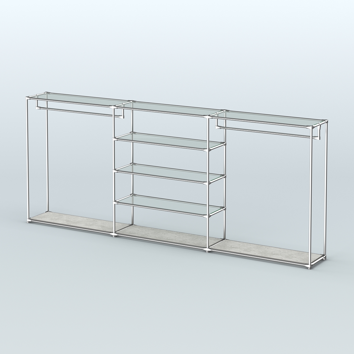 Островная торговая система ХРОМ 3600 мм с поручнями №9 Метрополитан Грей