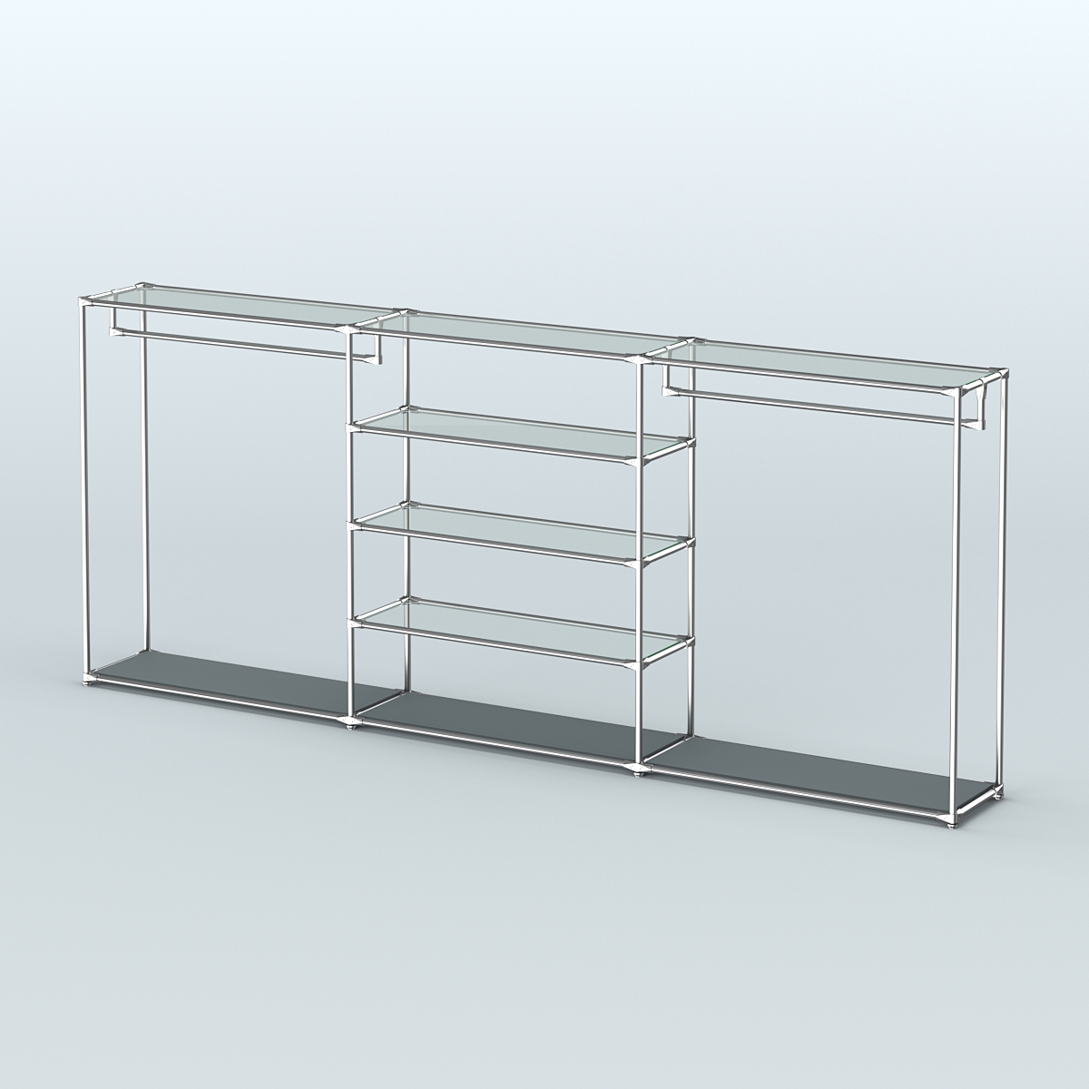 Островная торговая система ХРОМ 3600 мм с поручнями №9 Темно-Серый