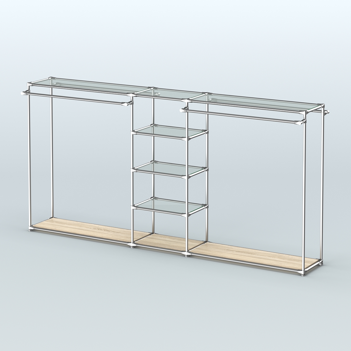 Островная торговая система ХРОМ 3600 мм с поручнями №10 Дуб Сонома