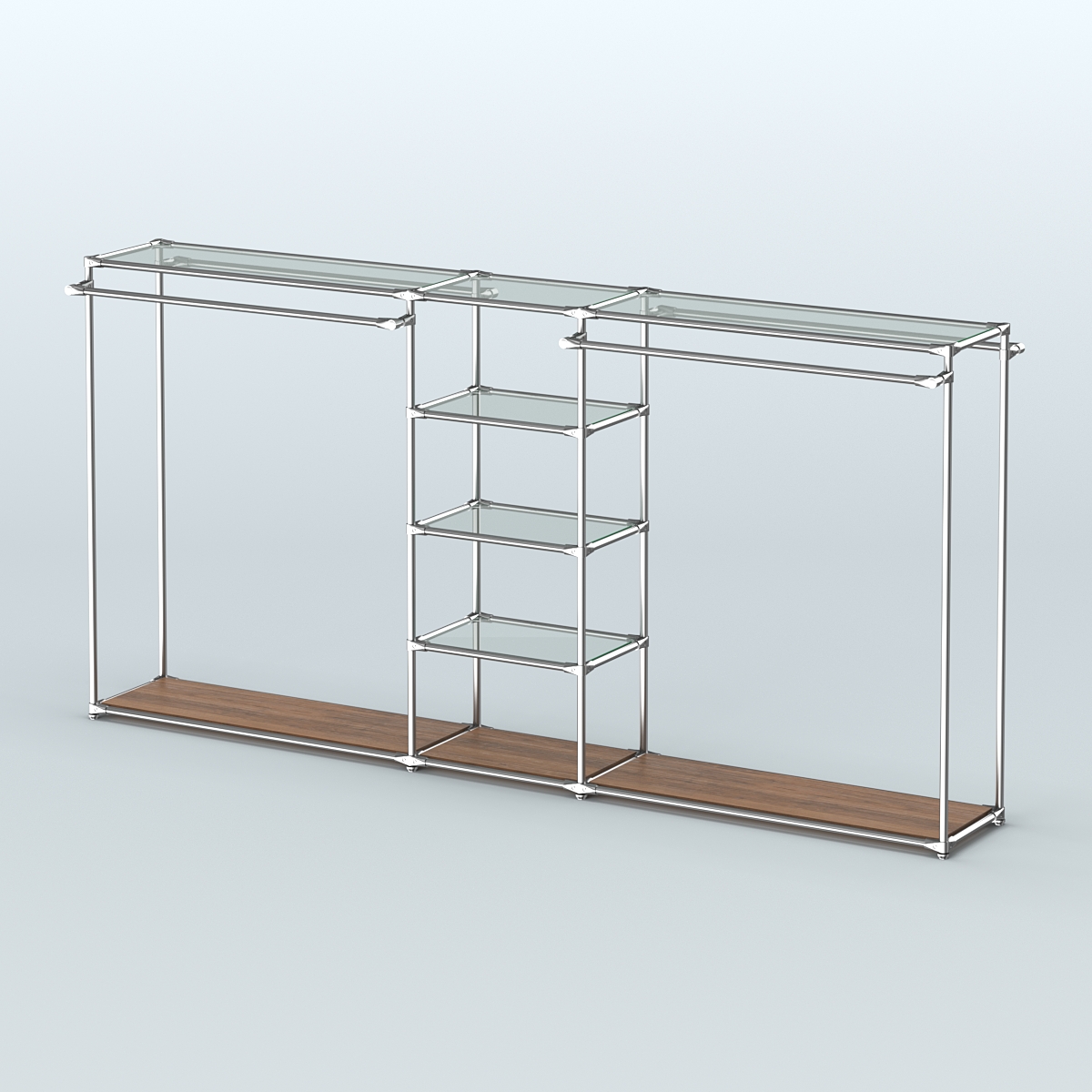 Островная торговая система ХРОМ 3600 мм с поручнями №10 Орех