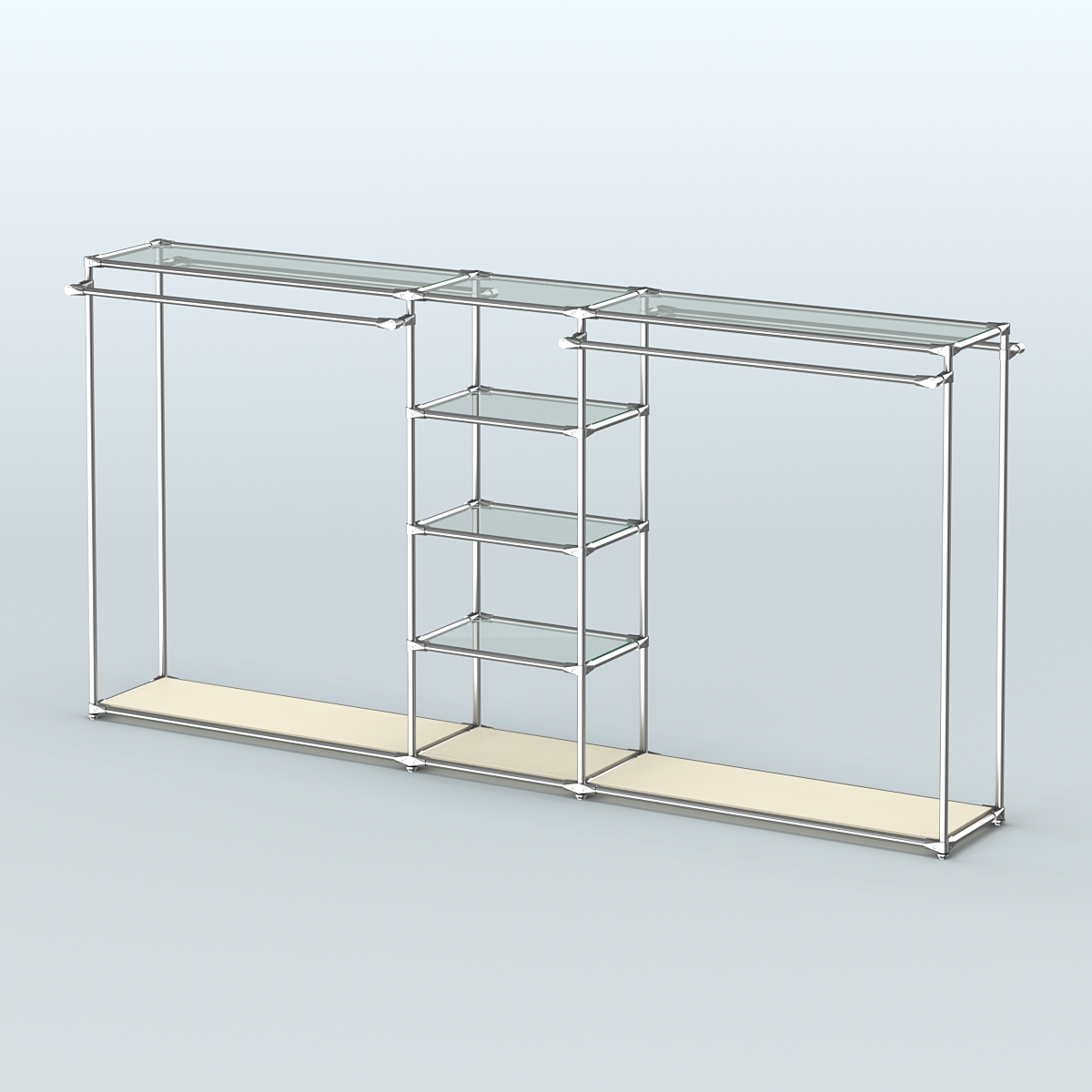 Островная торговая система ХРОМ 3600 мм с поручнями №10 Крем Вайс