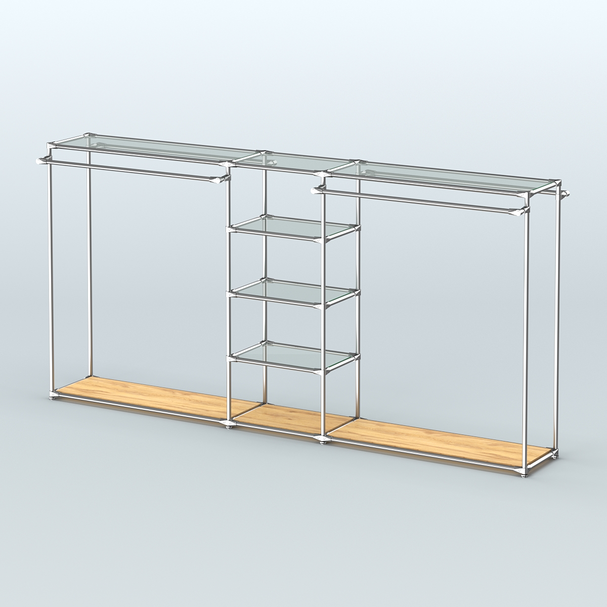 Островная торговая система ХРОМ 3600 мм с поручнями №10 Дуб Золотистый