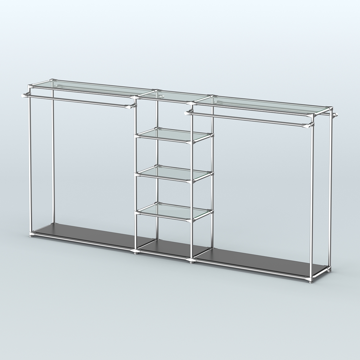 Островная торговая система ХРОМ 3600 мм с поручнями №10 Черный