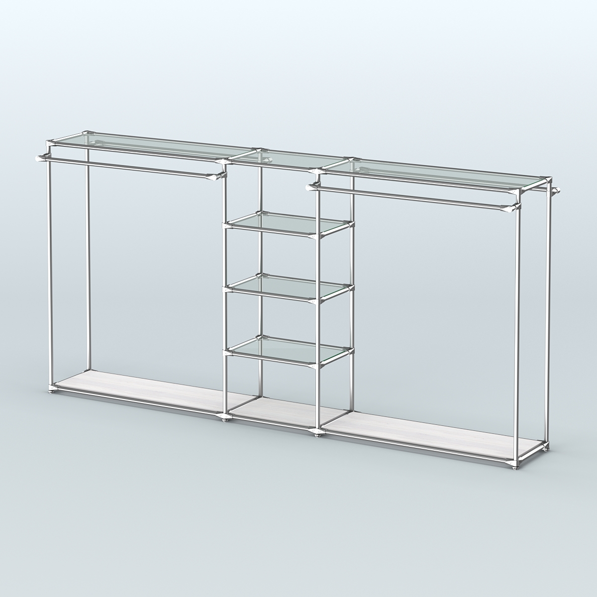 Островная торговая система ХРОМ 3600 мм с поручнями №10 Ясень Анкор светлый