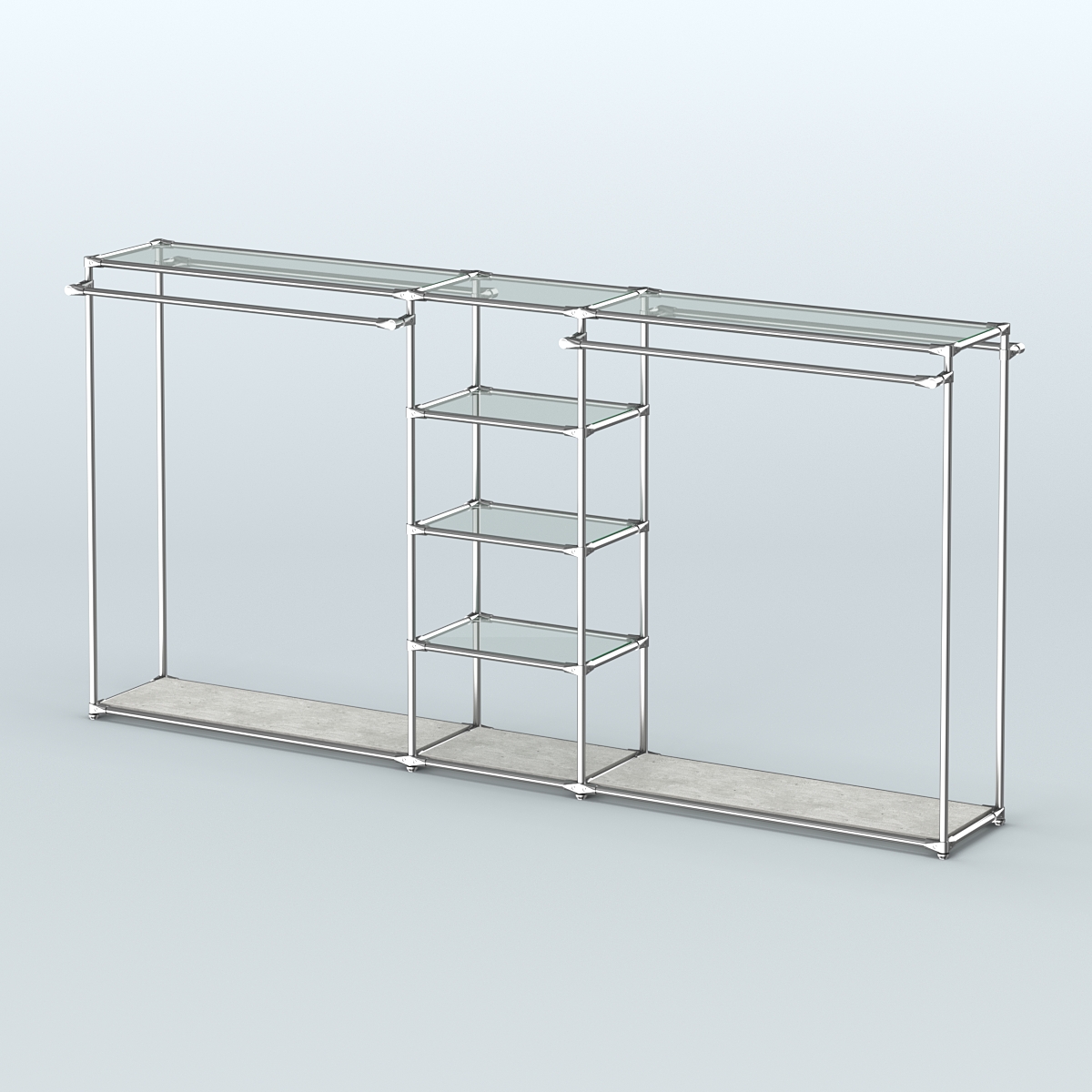 Островная торговая система ХРОМ 3600 мм с поручнями №10 Метрополитан Грей