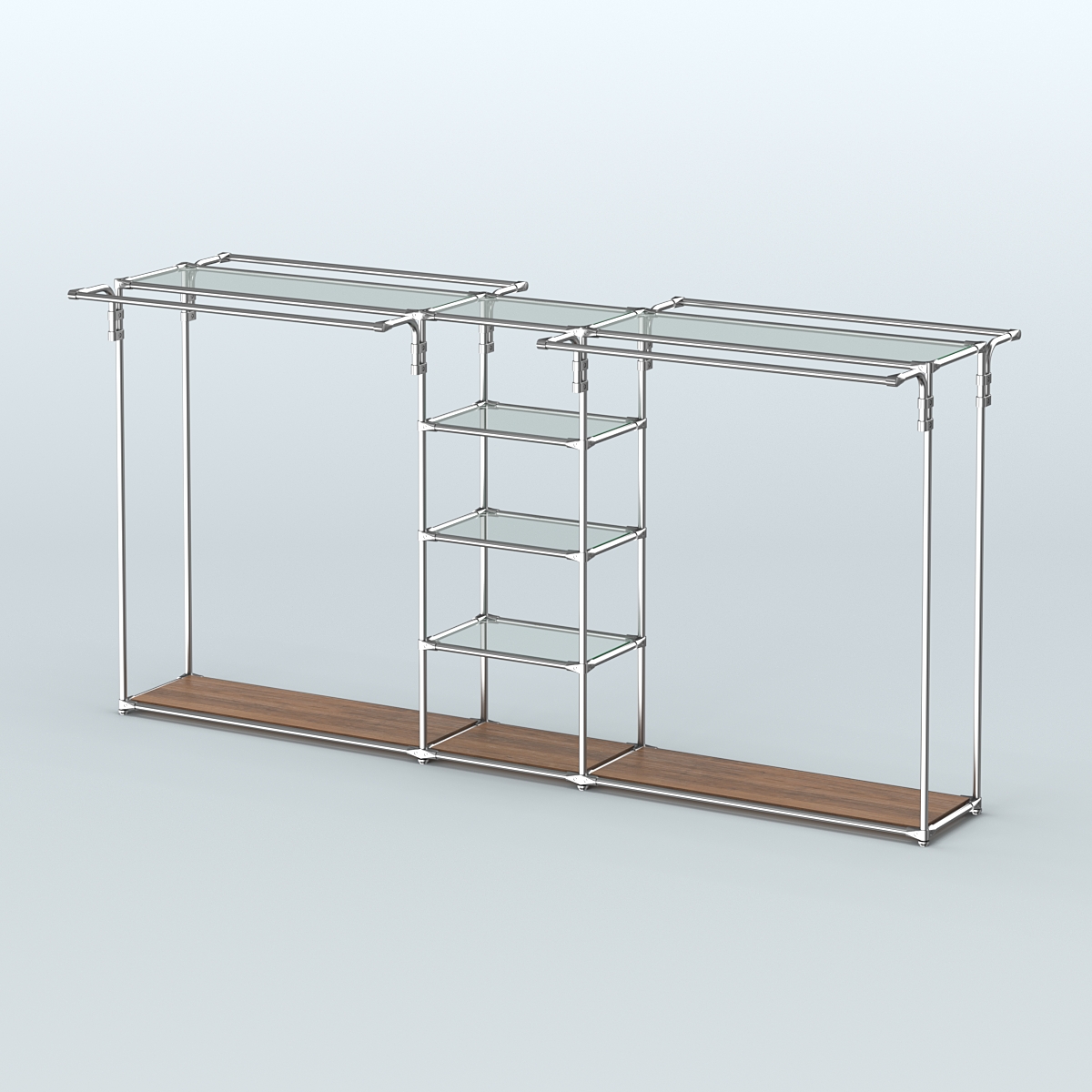 Островная торговая система ХРОМ 3600 мм с поручнями №11 Орех