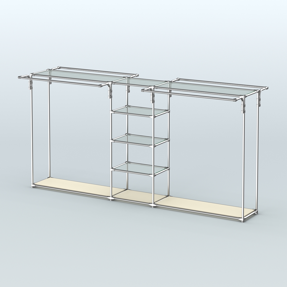 Островная торговая система ХРОМ 3600 мм с поручнями №11 Крем Вайс