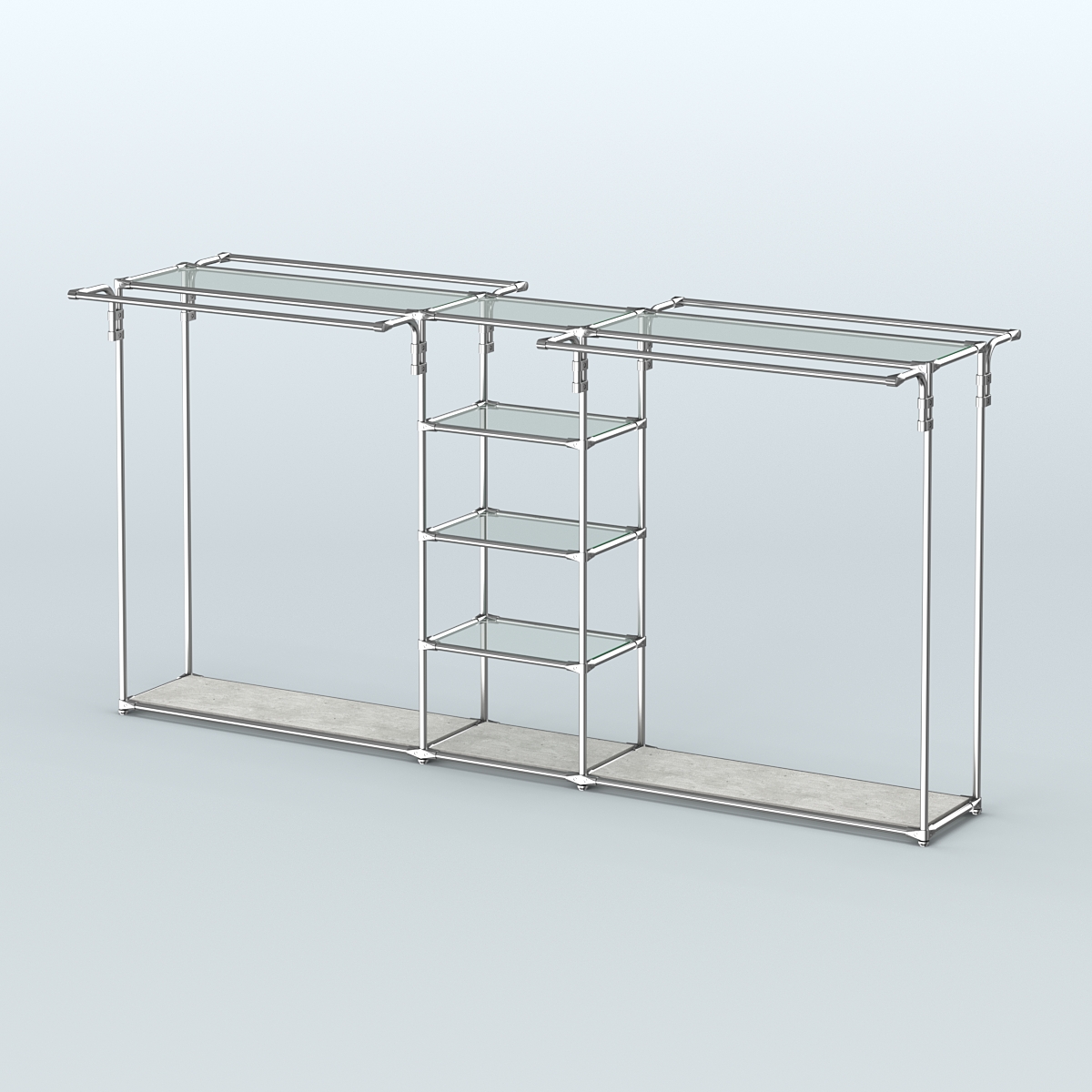 Островная торговая система ХРОМ 3600 мм с поручнями №11 Метрополитан Грей