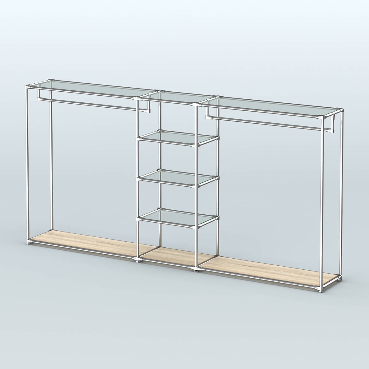 Островная торговая система ХРОМ 3600 мм с поручнями №12 Дуб Сонома