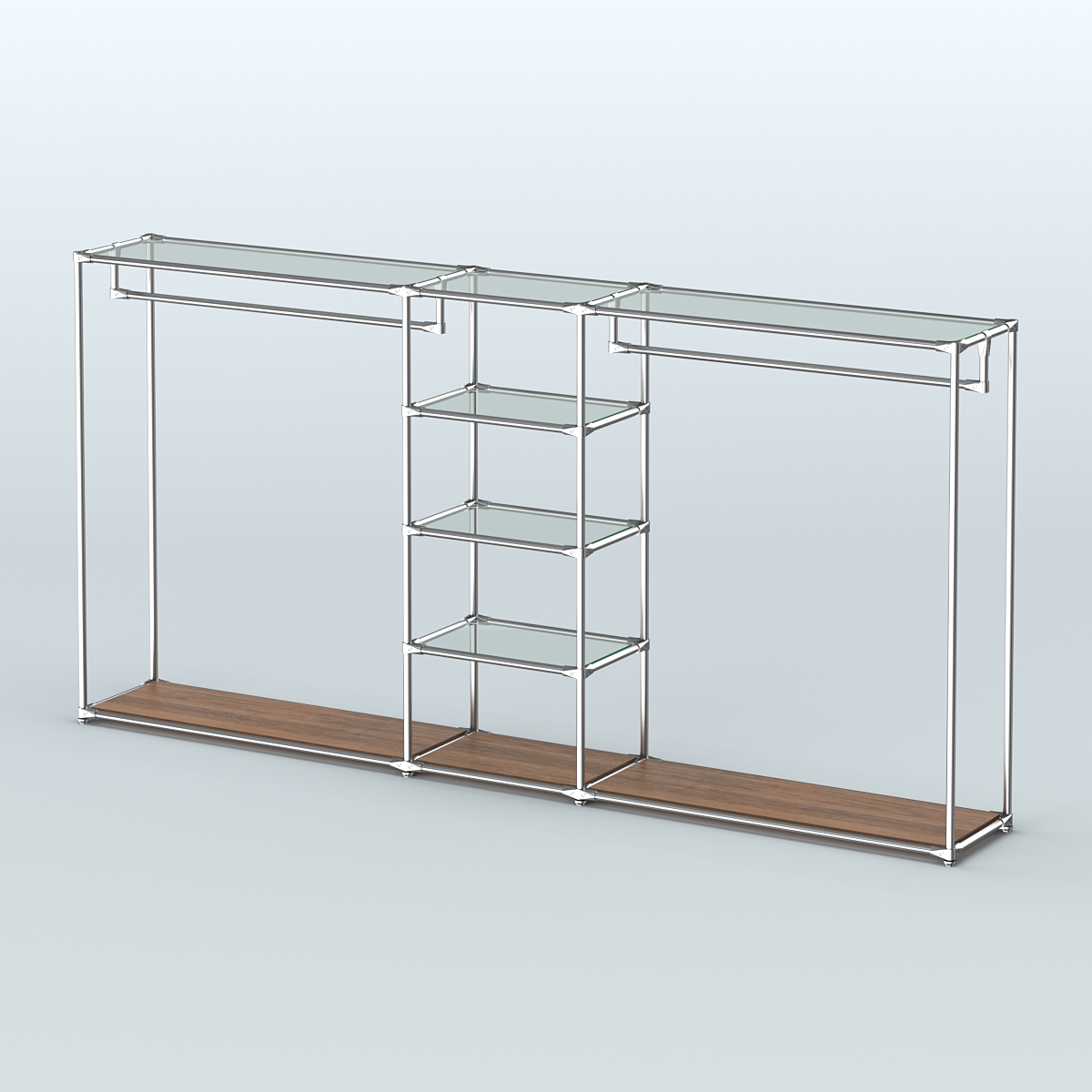 Островная торговая система ХРОМ 3600 мм с поручнями №12 Орех