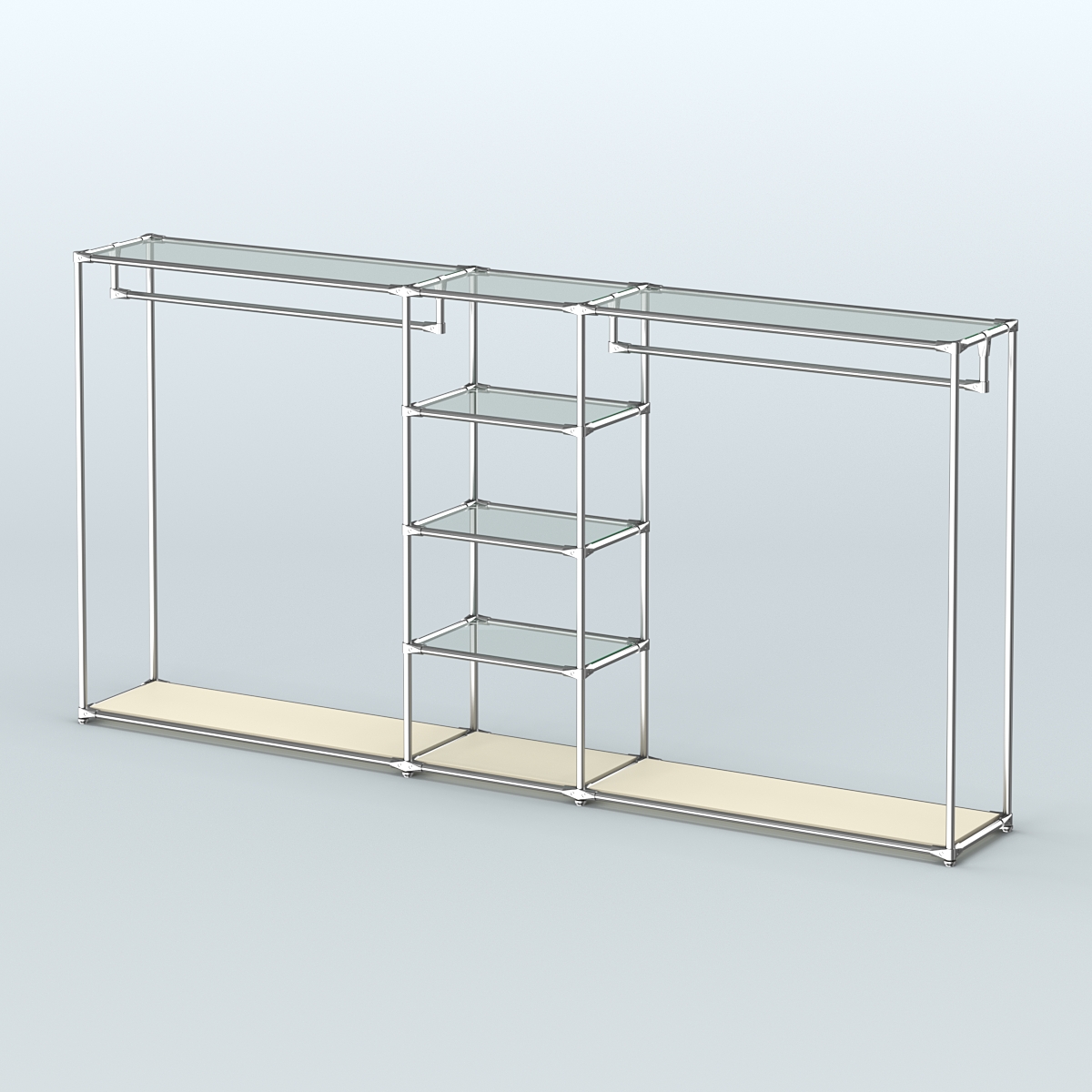 Островная торговая система ХРОМ 3600 мм с поручнями №12 Крем Вайс