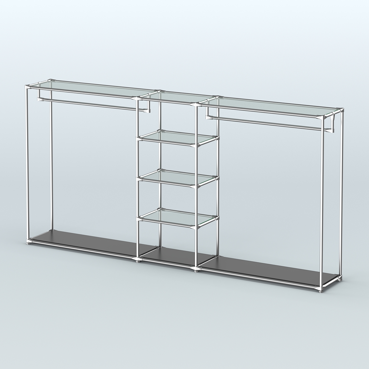 Островная торговая система ХРОМ 3600 мм с поручнями №12 Черный