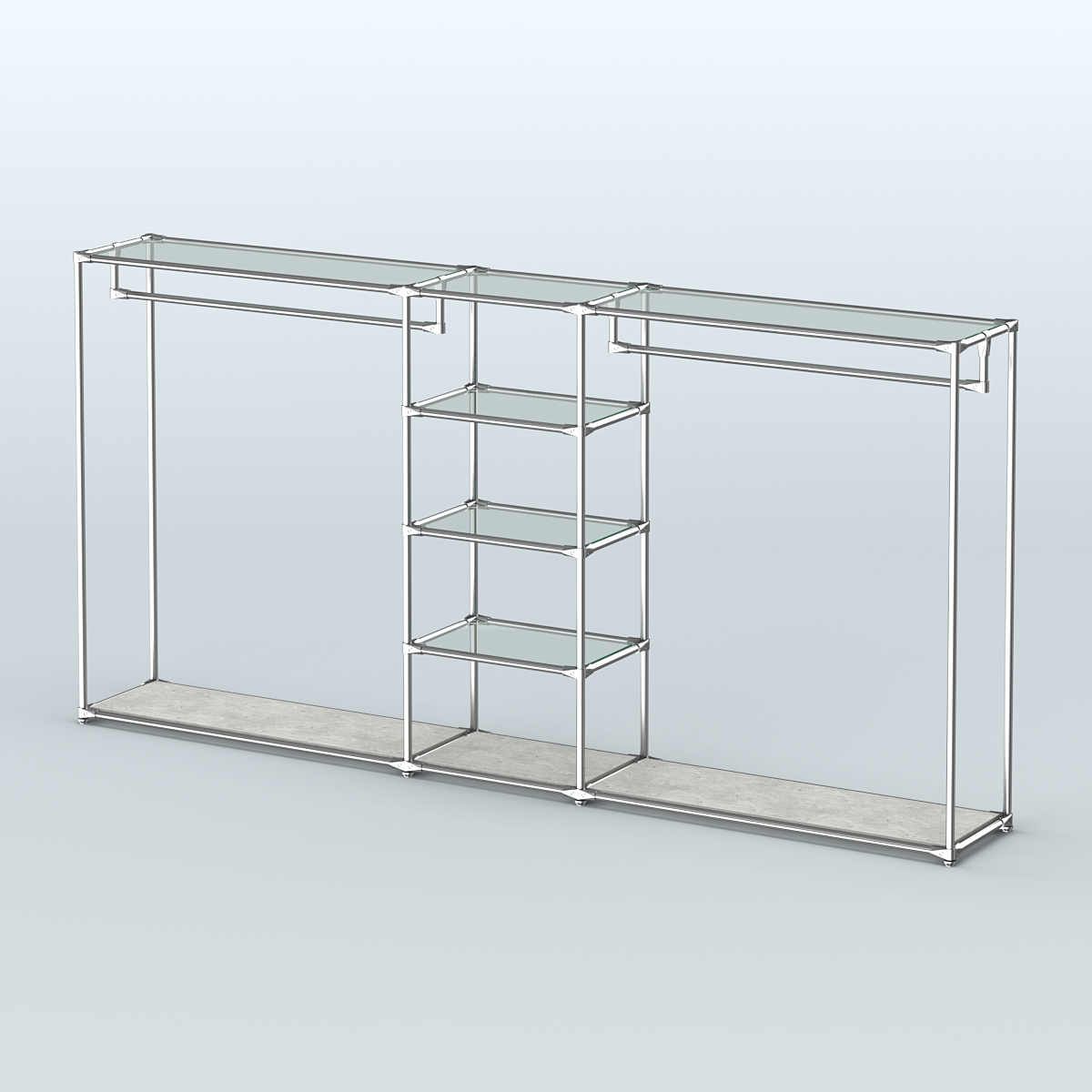 Островная торговая система ХРОМ 3600 мм с поручнями №12 Метрополитан Грей