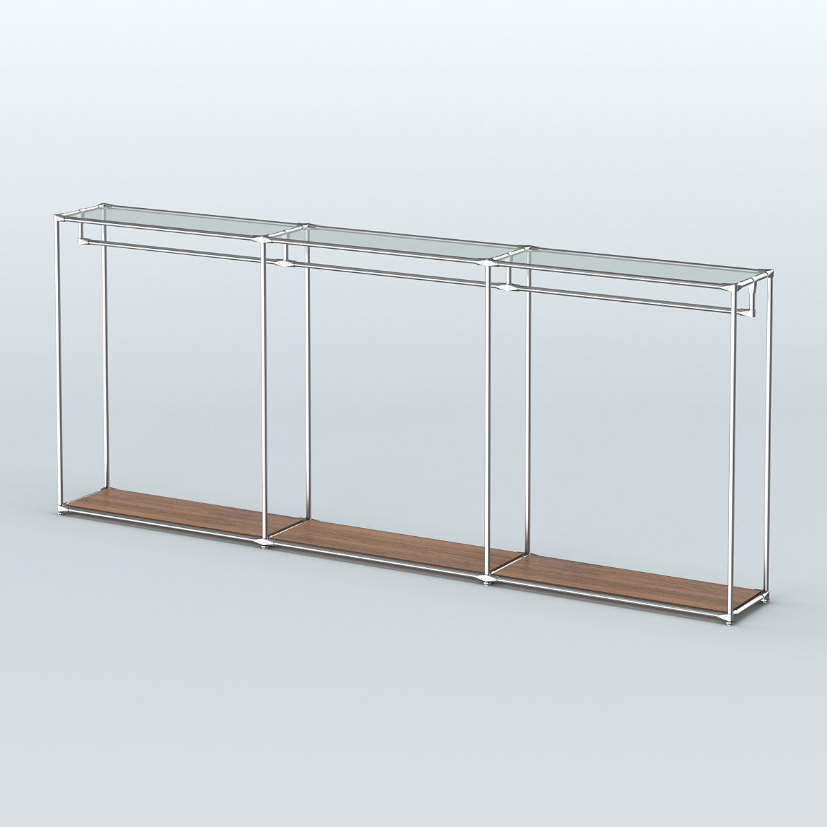 Островная торговая система ХРОМ 3600 мм с поручнями №3 Орех