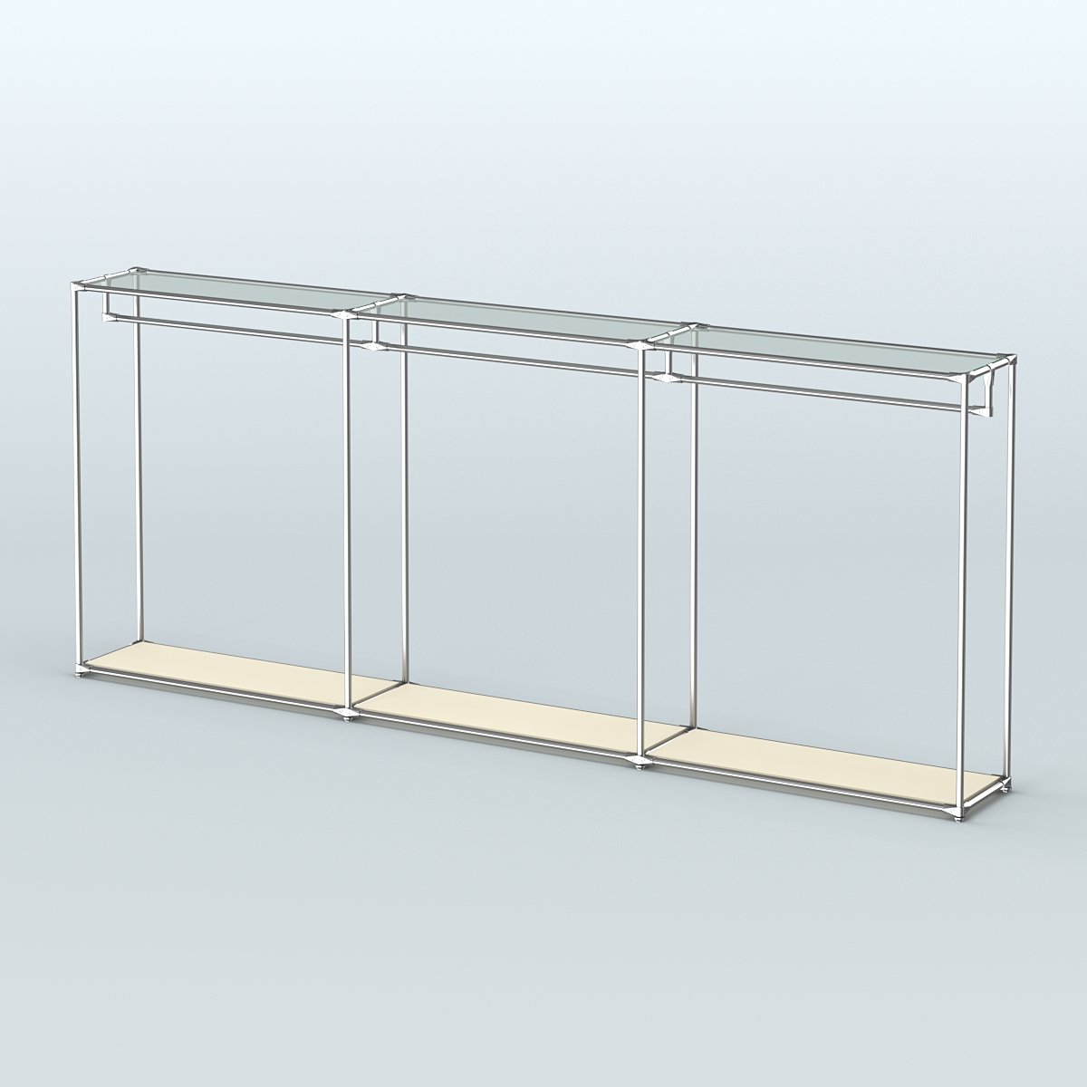 Островная торговая система ХРОМ 3600 мм с поручнями №3 Крем Вайс