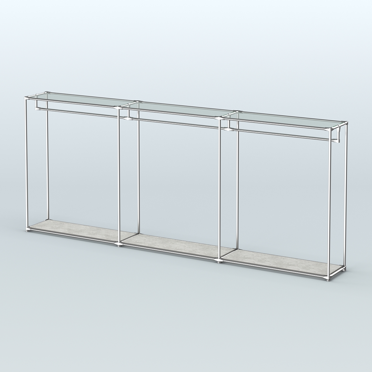 Островная торговая система ХРОМ 3600 мм с поручнями №3 Метрополитан Грей