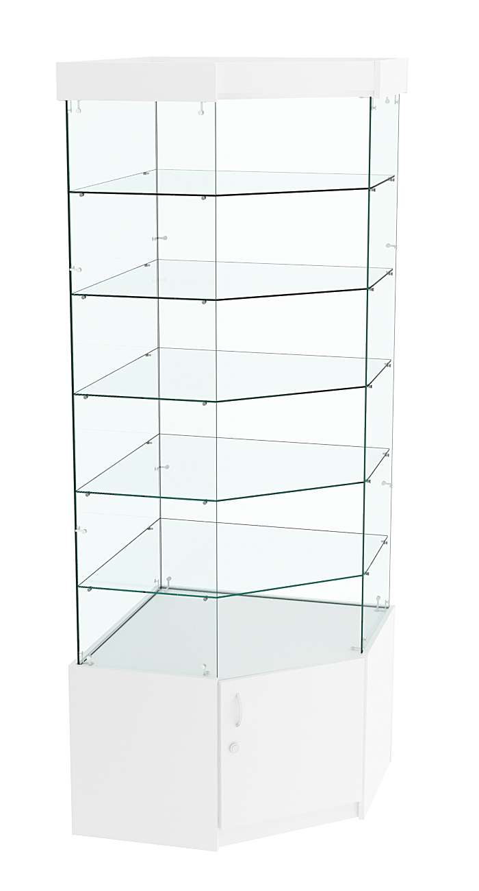 Витрина "Истра" угловая №9113, пятигранная, (З.С-стекло), без дверей Белый