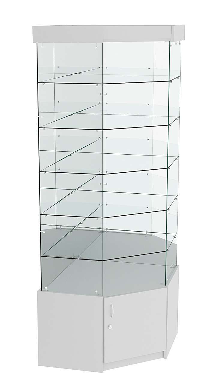 Витрина "Истра" угловая №9114, пятигранная, (З.С-зеркало), без дверей Серый