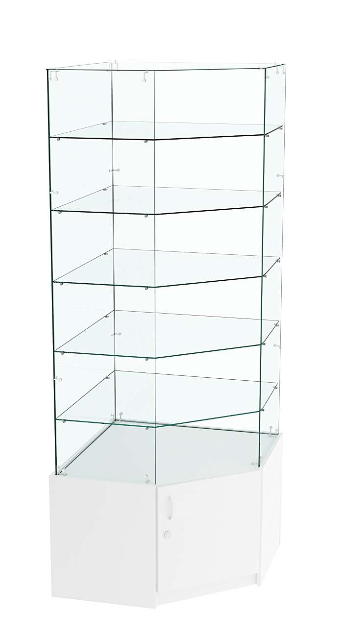 Витрина "Истра" угловая №9115, пятигранная, (З.С-стекло), без дверей Белый