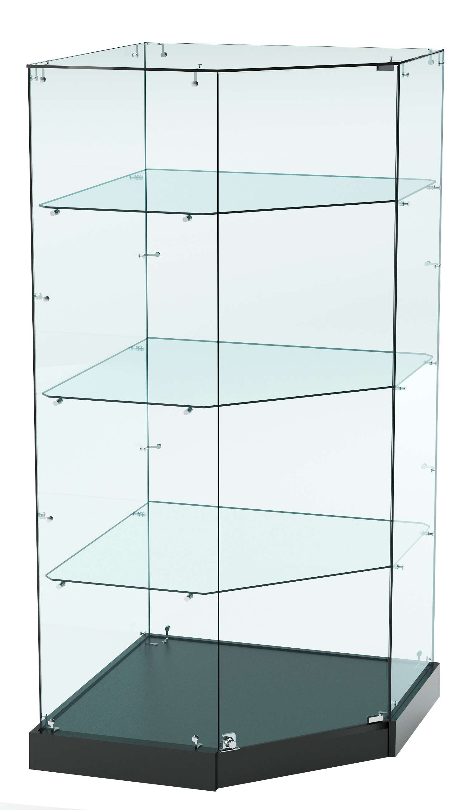 Витрина Хит продаж №15 (угловая пятигранная, закрытая, З/C - стекло) Черный