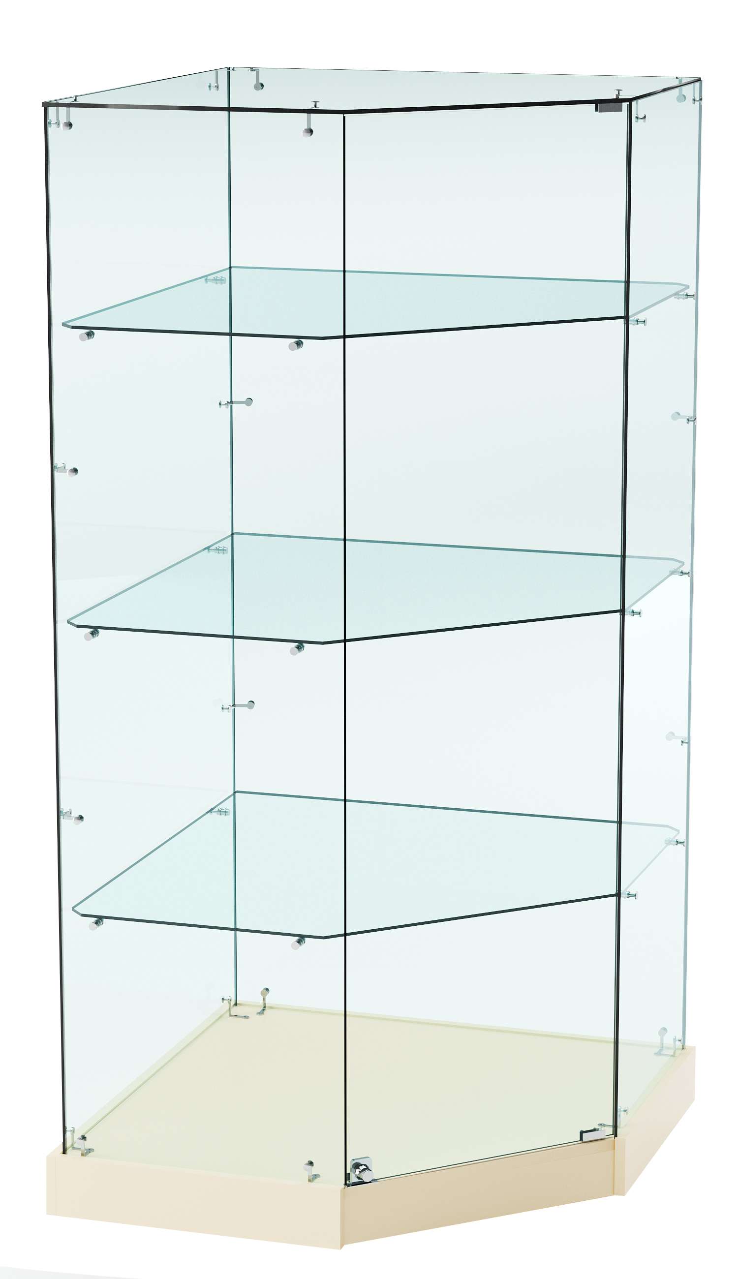 Витрина Хит продаж №15 (угловая пятигранная, закрытая, З/C - стекло) Крем Вайс