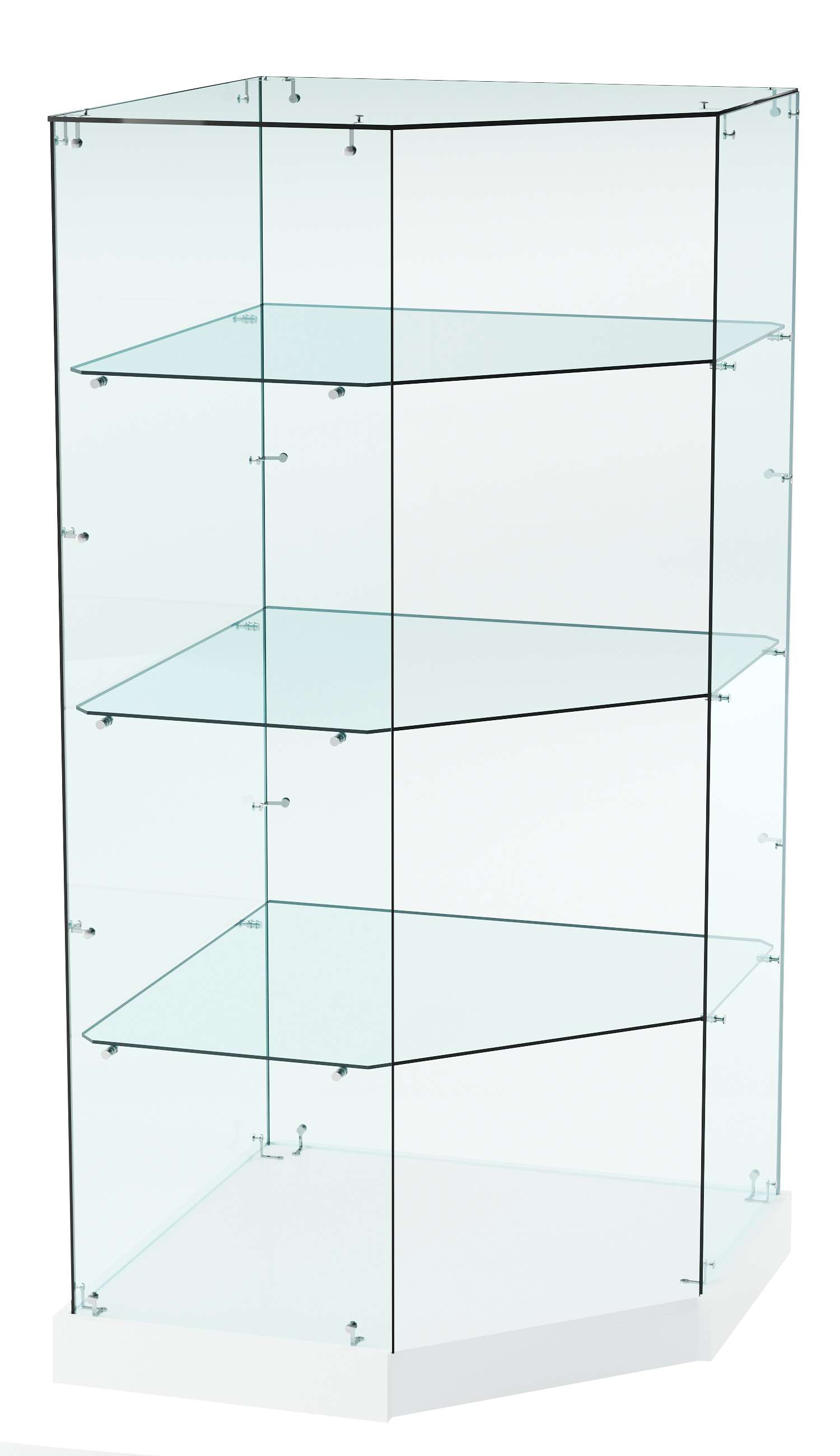 Витрина Хит продаж №16 (угловая пятигранная, открытая, З/C - стекло) Белый