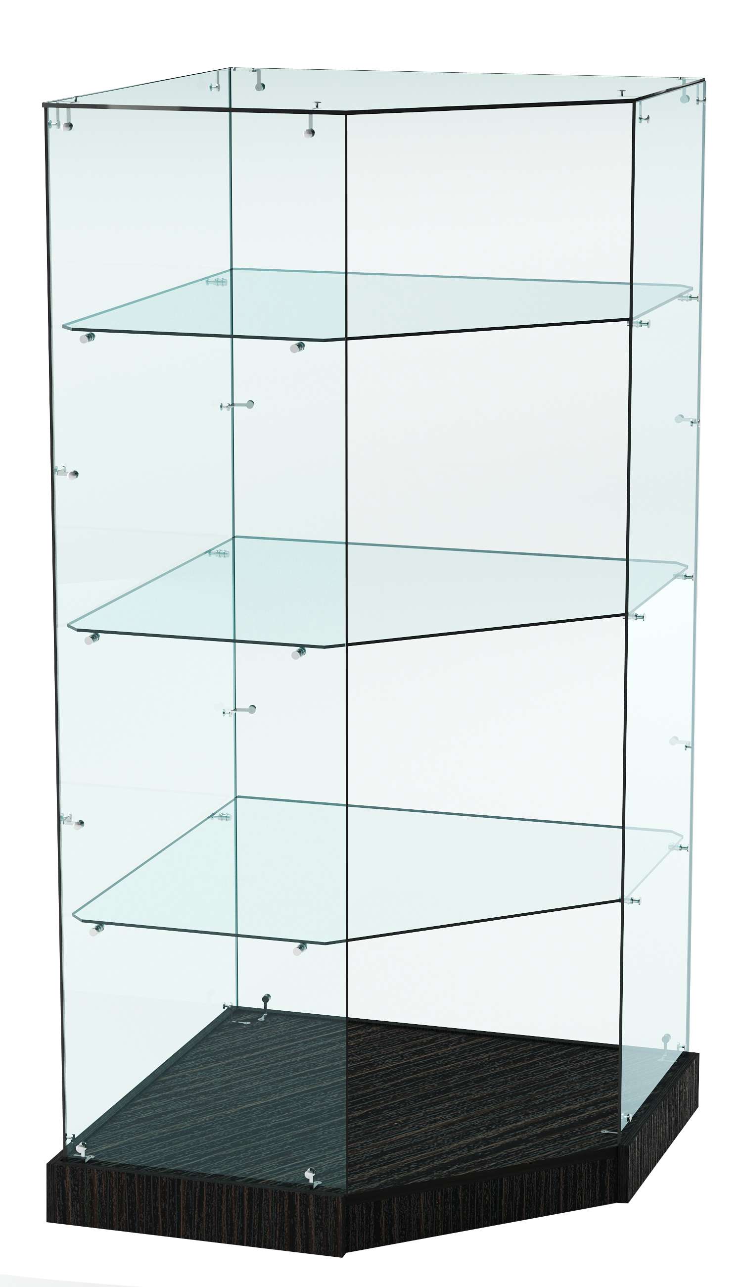 Витрина Хит продаж №16 (угловая пятигранная, открытая, З/C - стекло) Дуб Венге