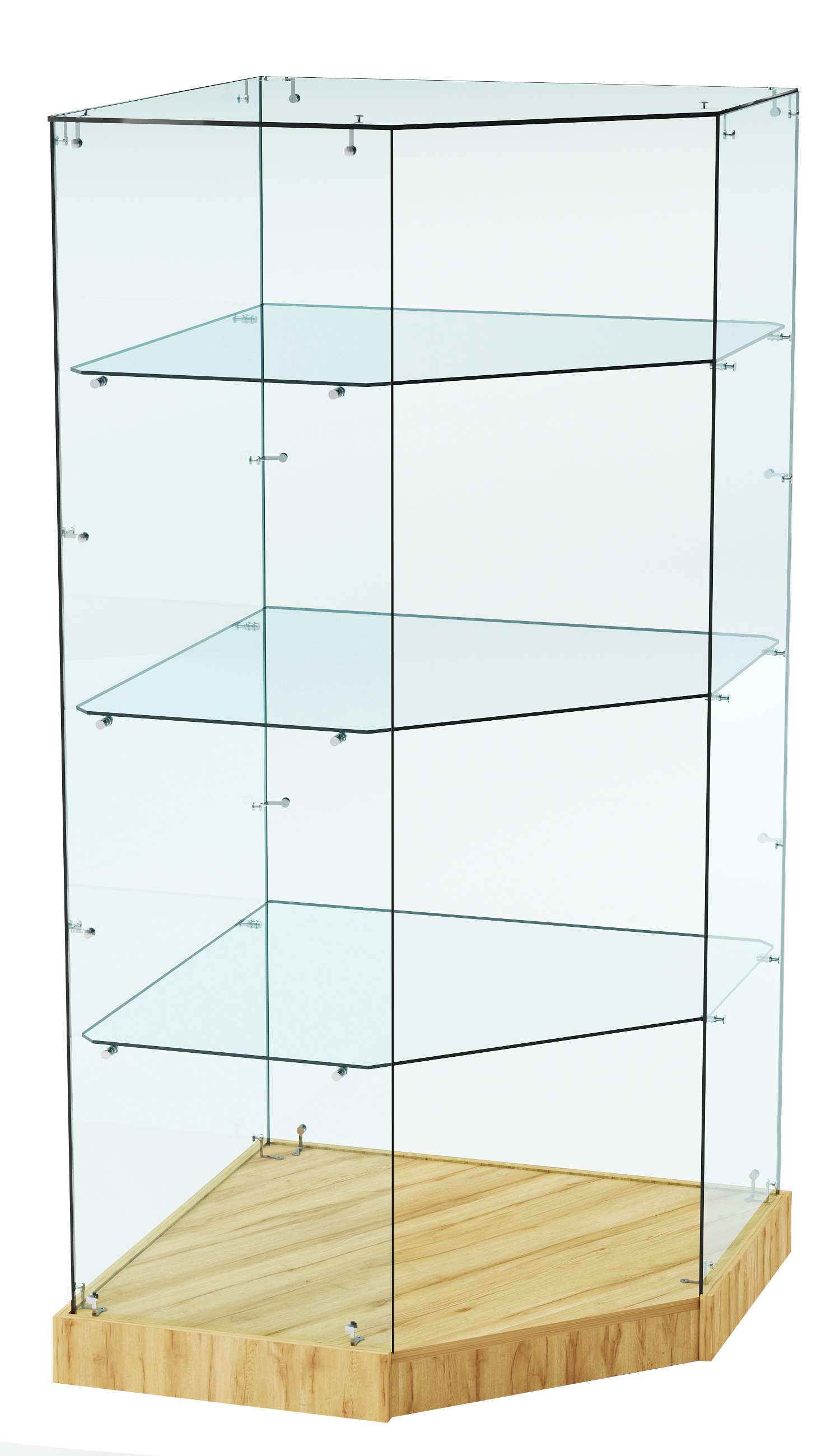 Витрина Хит продаж №16 (угловая пятигранная, открытая, З/C - стекло) Дуб Золотистый