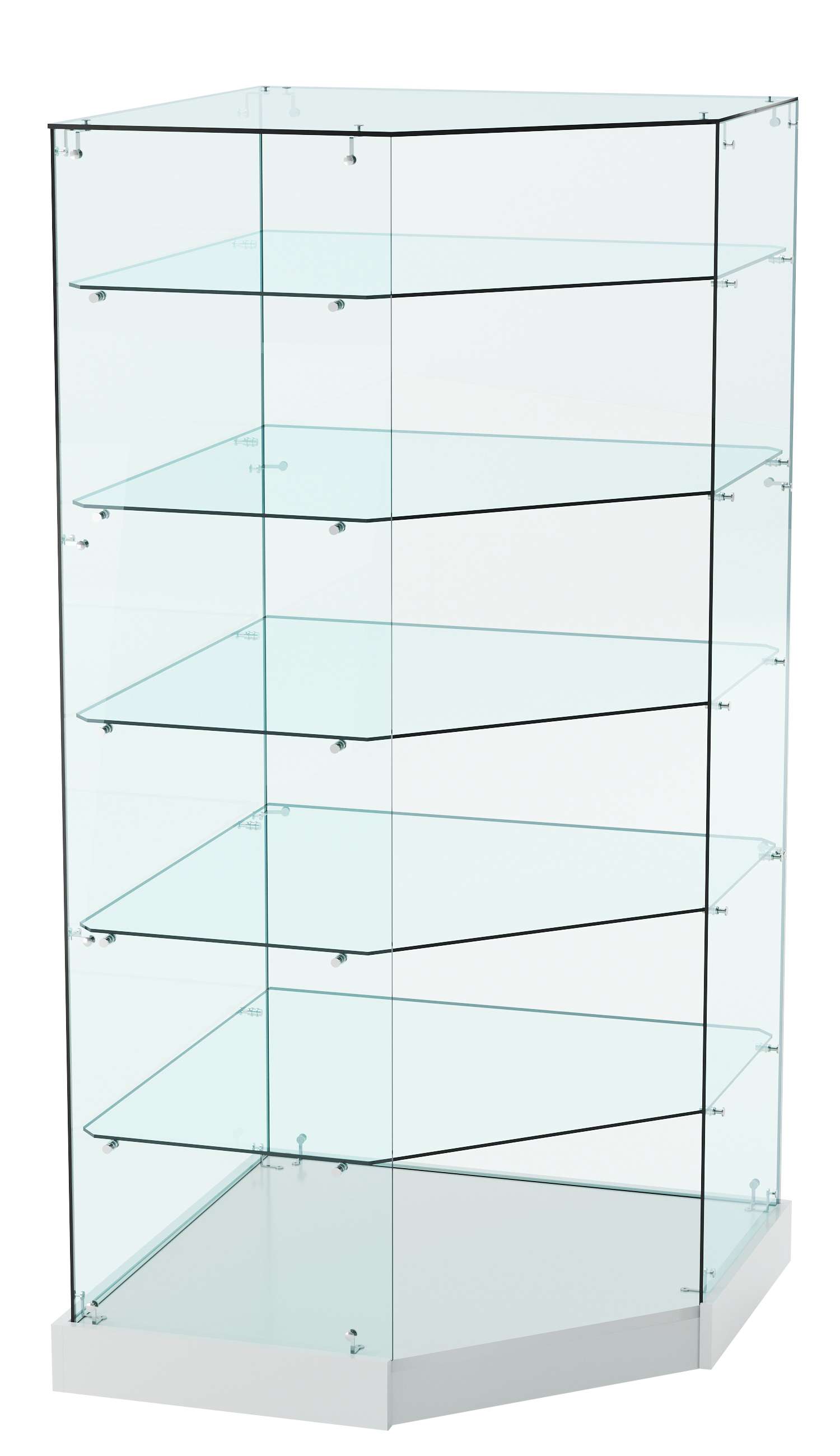 Витрина Хит продаж №516 (угловая пятигранная, открытая, З/C - стекло) Серый