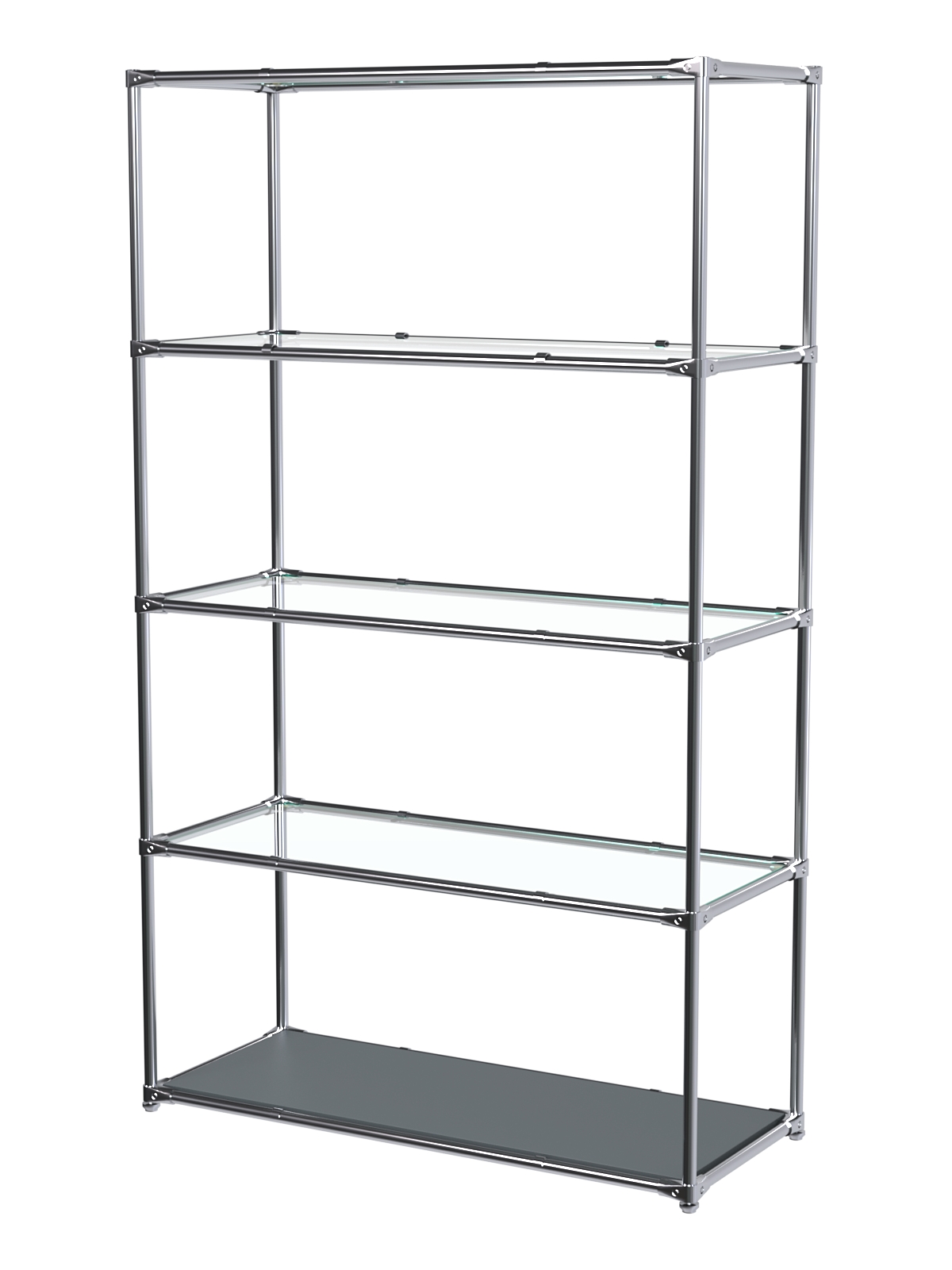 Торговый хромированный стеллаж с прозрачными полками №5 Темно-Серый