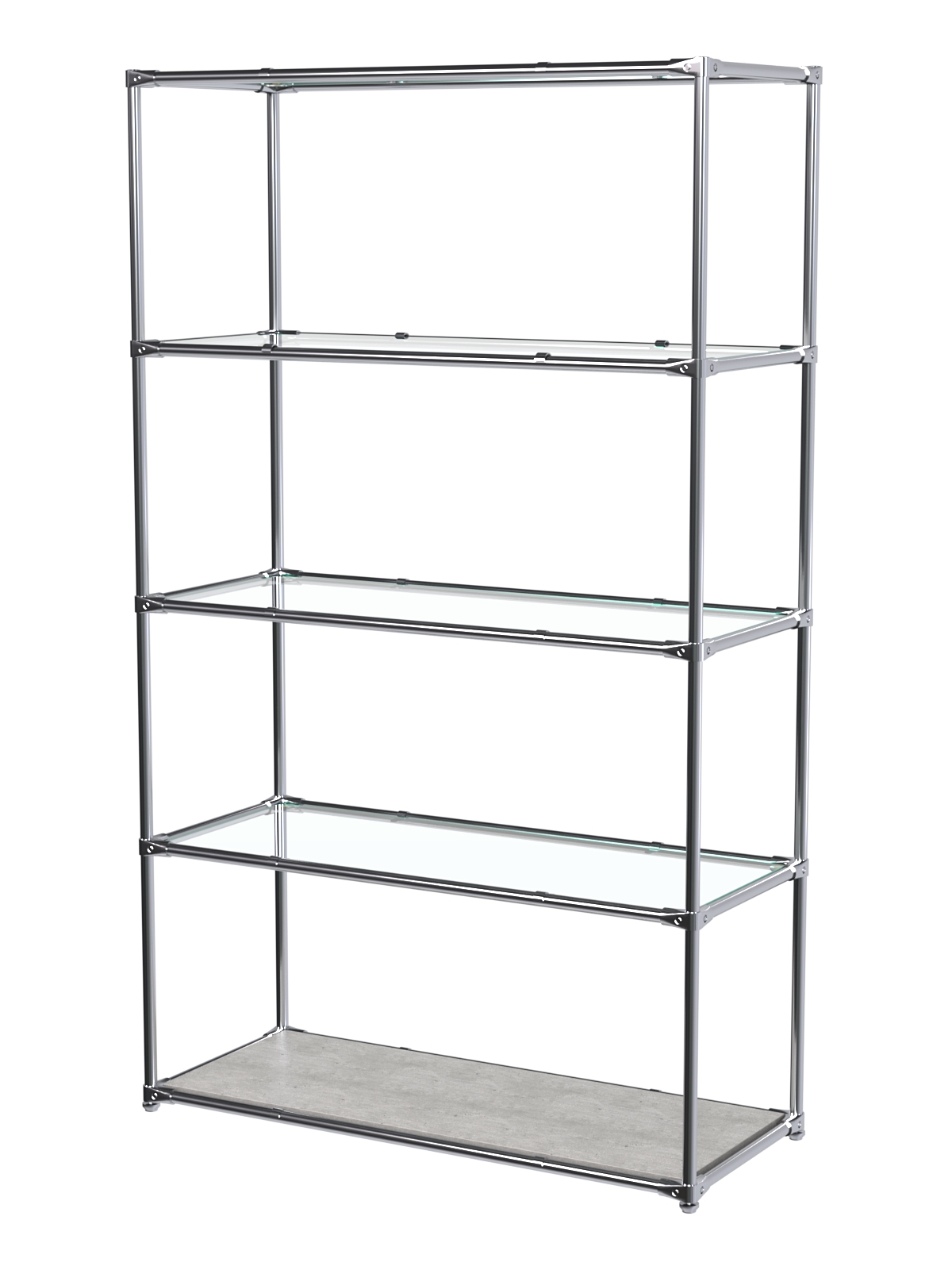 Торговый хромированный стеллаж с прозрачными полками №5 Метрополитан Грей