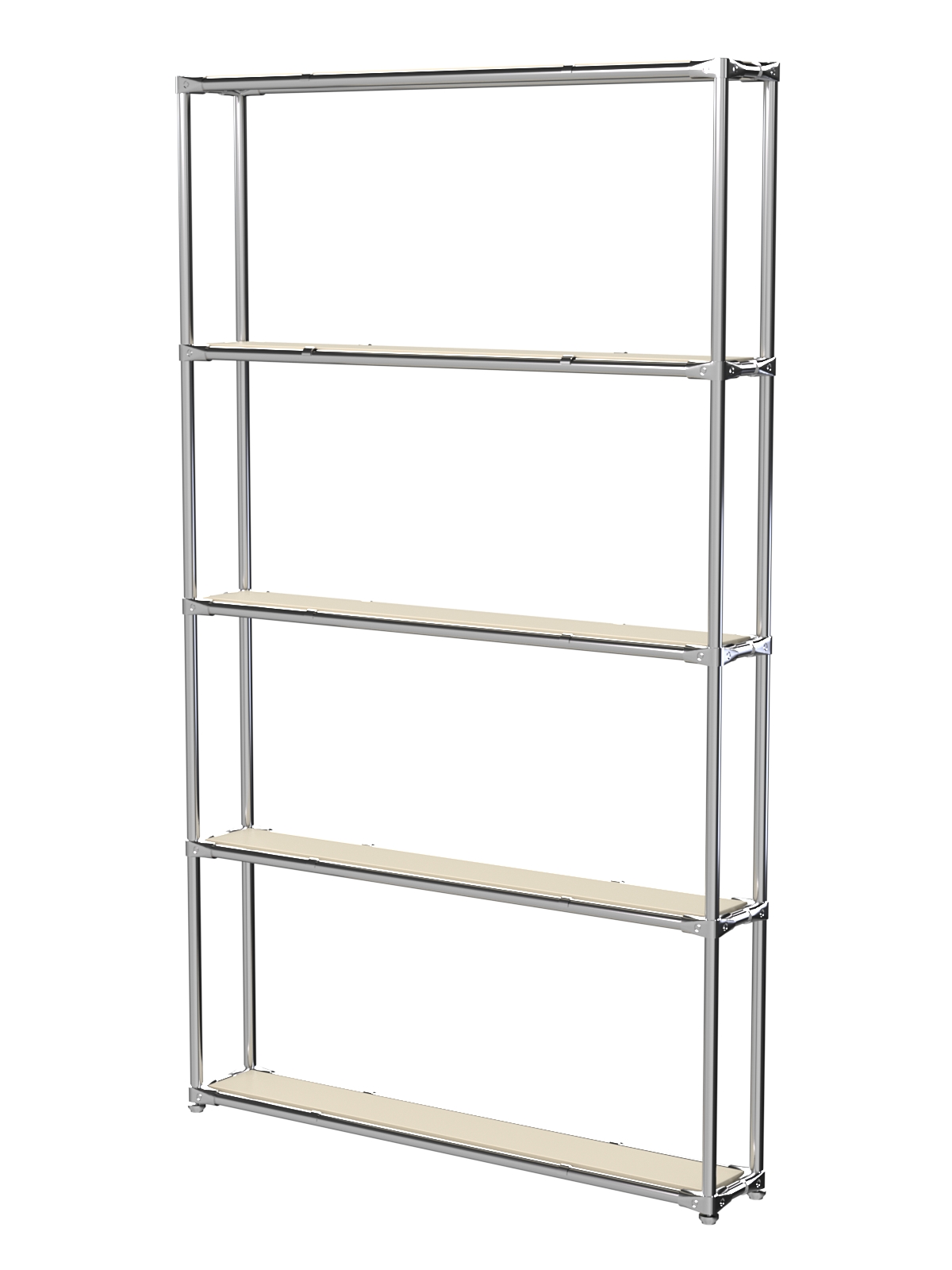 Торговый хромированный стеллаж с полками ДСП №2 Крем Вайс
