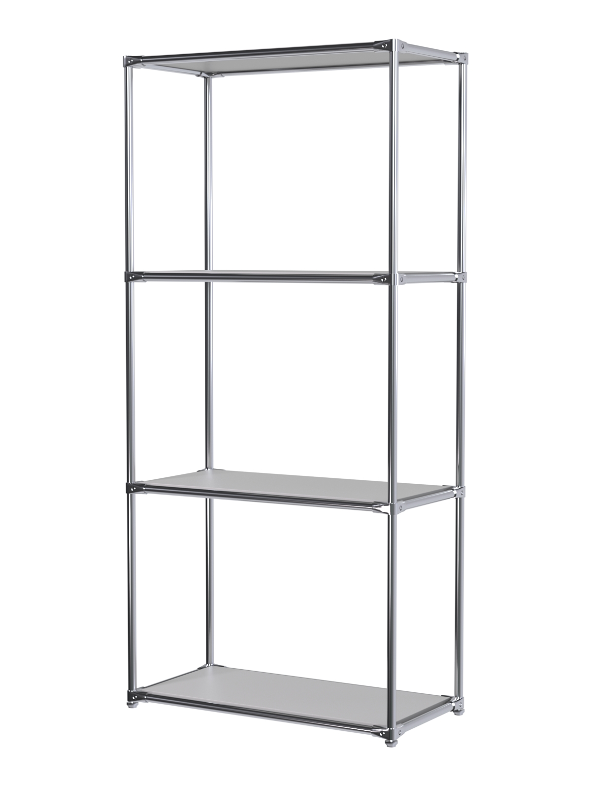 Хромированный стеллаж СТИЛЬ №1а-3 с обзорными полками Серый
