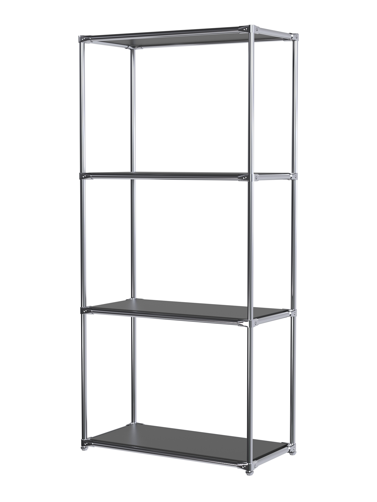 Хромированный стеллаж СТИЛЬ №1а-3 с обзорными полками Черный