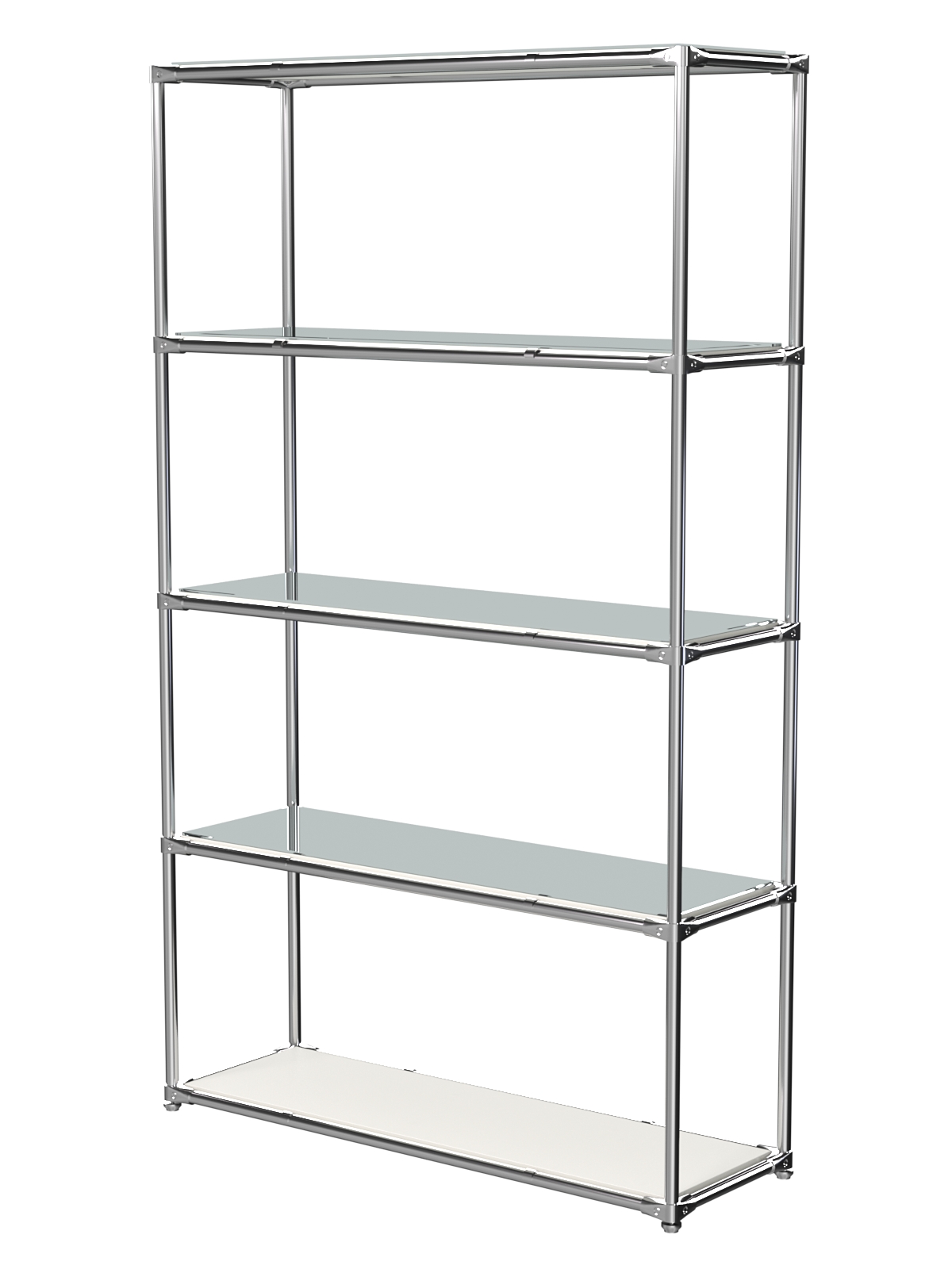 Торговый хромированный стеллаж с зеркальными полками №4 Белый