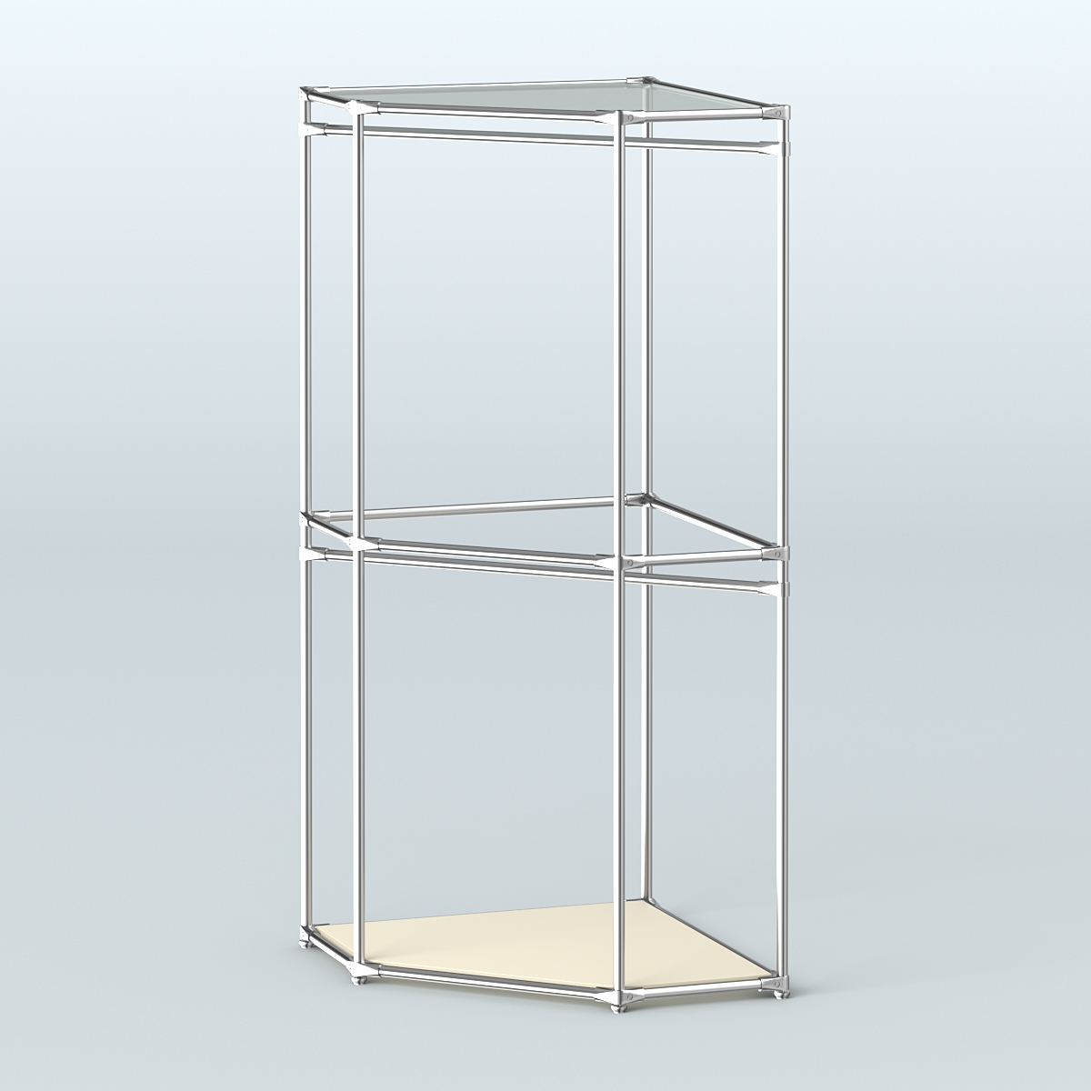 Угловой стеллаж Хром №5 с поручнями Крем Вайс