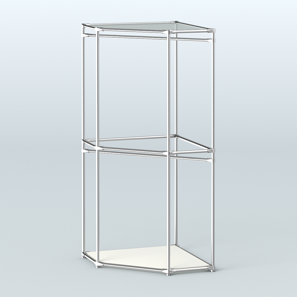 Угловой стеллаж Хром №5 с поручнями Белый