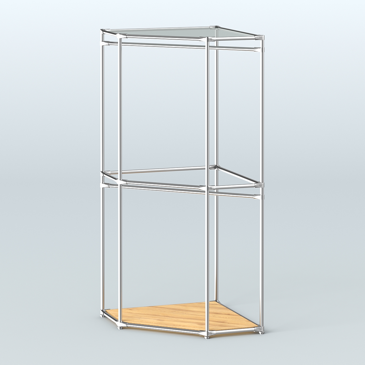 Угловой стеллаж Хром №5 с поручнями Дуб Золотистый