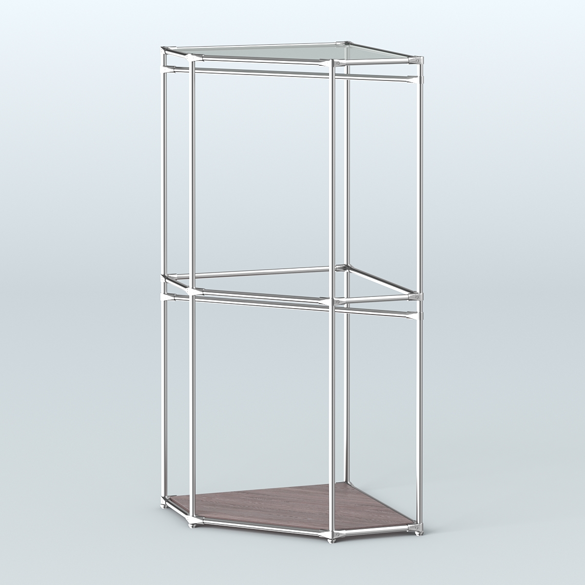 Угловой стеллаж Хром №5 с поручнями Ясень Анкор темный