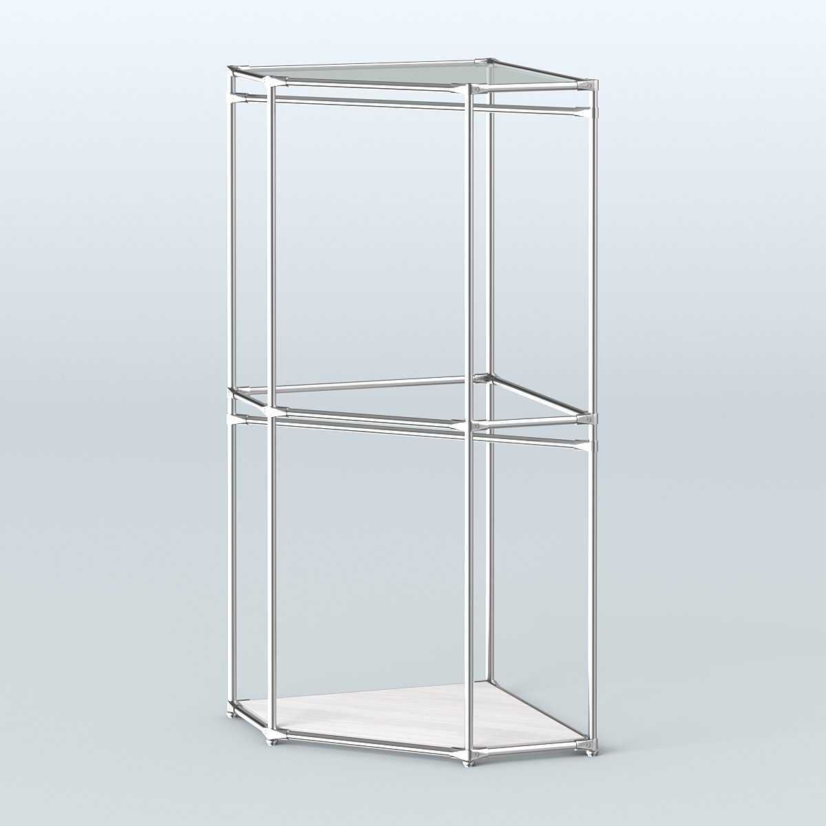 Угловой стеллаж Хром №5 с поручнями Ясень Анкор светлый