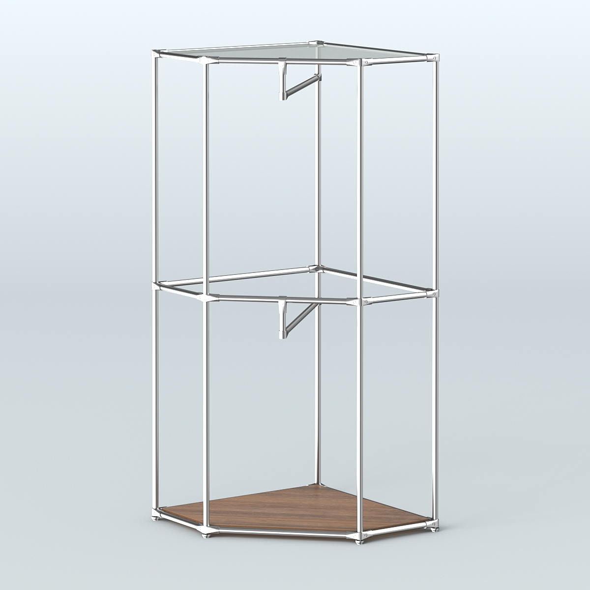 Угловой стеллаж Хром №6 с поручнями Орех