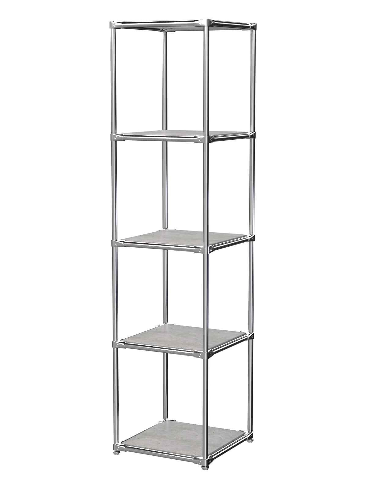 Торговый хромированный стеллаж с полками ДСП №1 Метрополитан Грей