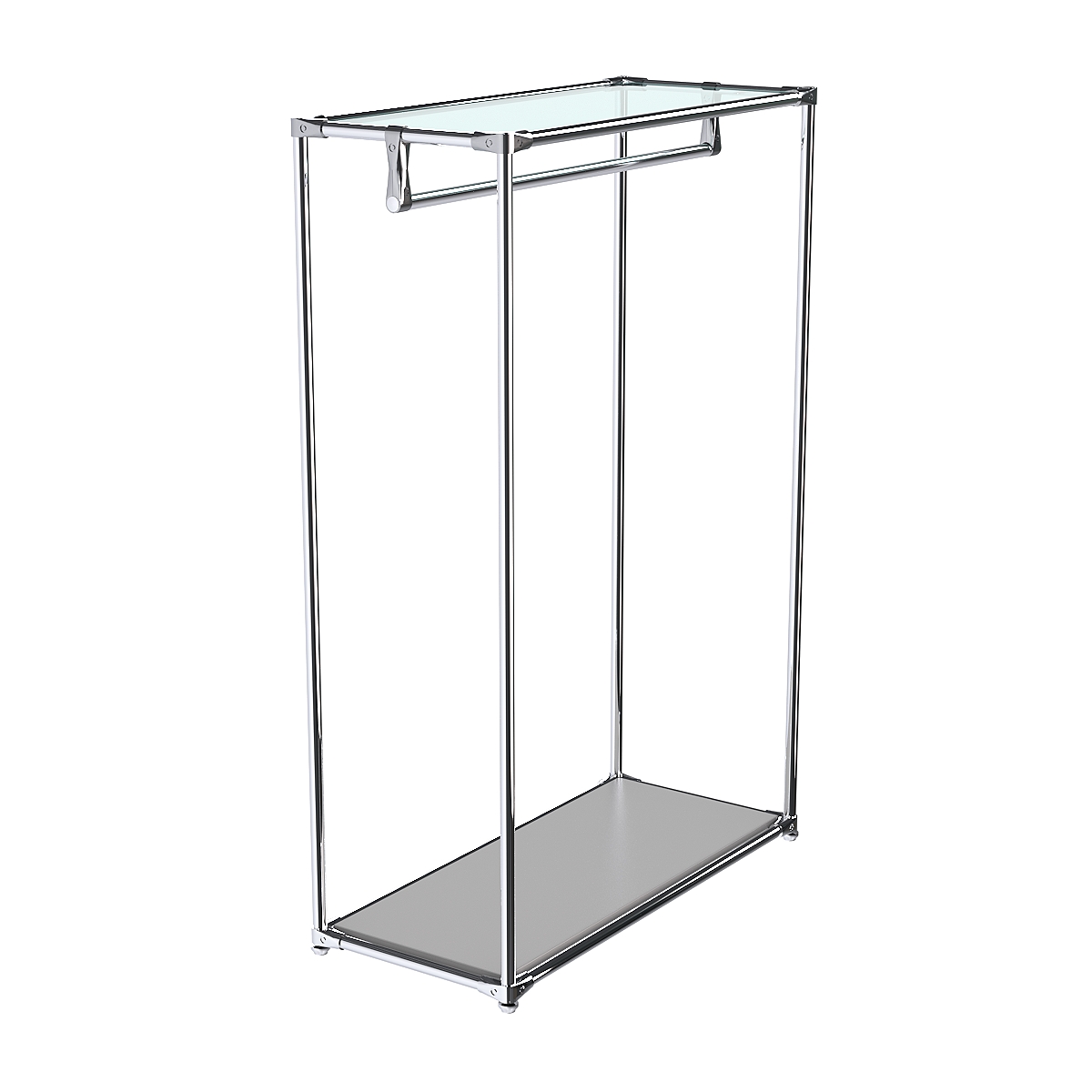 Хромированный стенд-вешало TD-10 №1-1 с полкой стекло 6мм (прозрачное) Серый