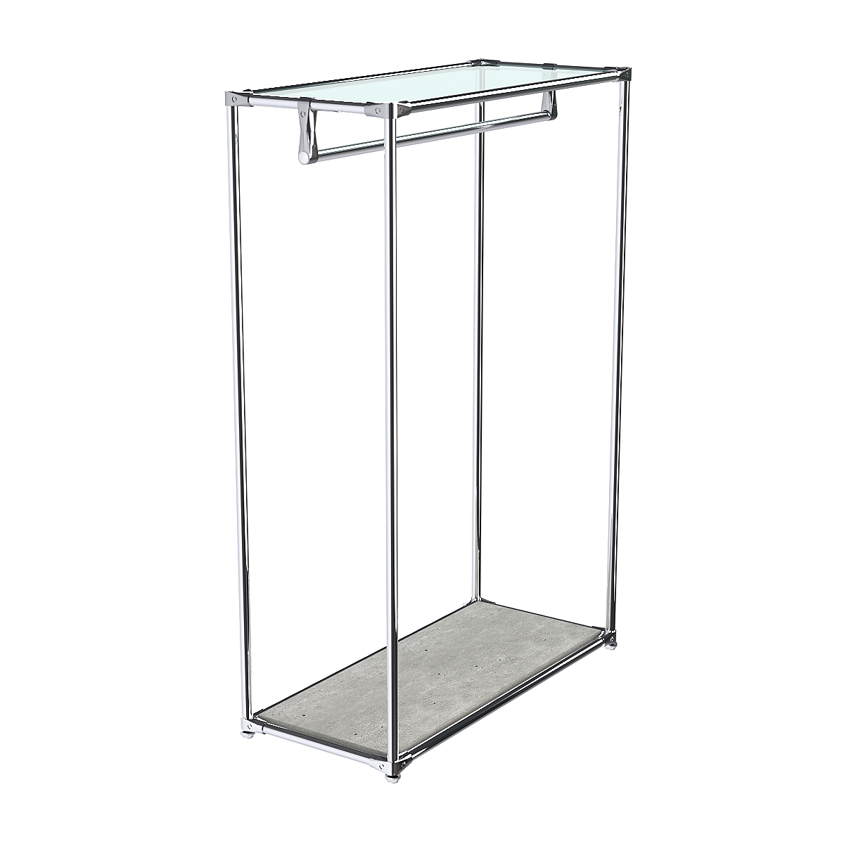 Хромированный стенд-вешало TD-10 №1-1 с полкой стекло 6мм (прозрачное) Метрополитан Грей