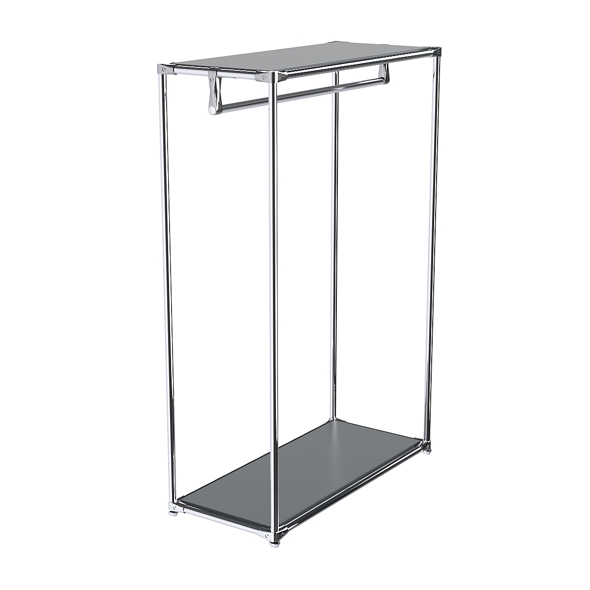 Хромированный стенд-вешало TD-10 №1-3 с полками ДСП 16мм Темно-Серый